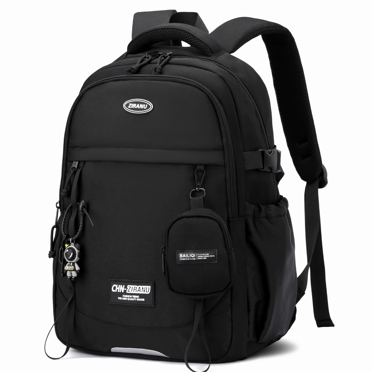 Amythe Zaino per Ragazzi, Zaino Scuola Media Superiore 30L Impermeabile, Zaini Casual Moda Nero Uomo per Laptop 15.6", Ideale per Rientro Scolastico, Natale, Viaggi e Campeggio