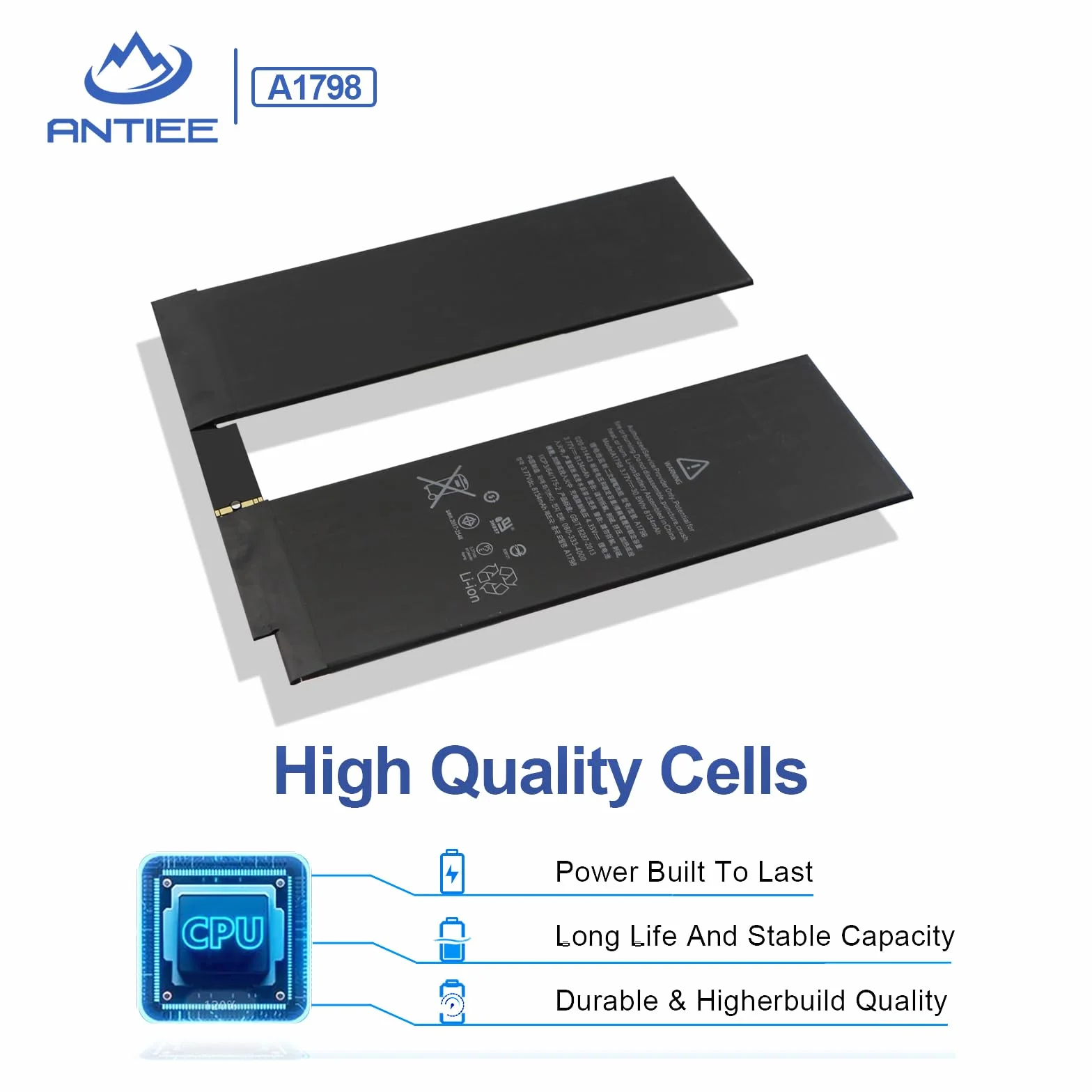 ANTIEE A1798 Batteria per iPad Pro 10.5 EMC 3140 3141 Wi-FI/Cellular MQDW2LL/A MPF02LL/A MPGJ2LL/A MQDT2LL/A MPDY2LL/A MPGH2LL/A MQDX2LL/A MPF12LL/A MPGK2LL/A MQDY2LL/A A1701 A1709 A1852