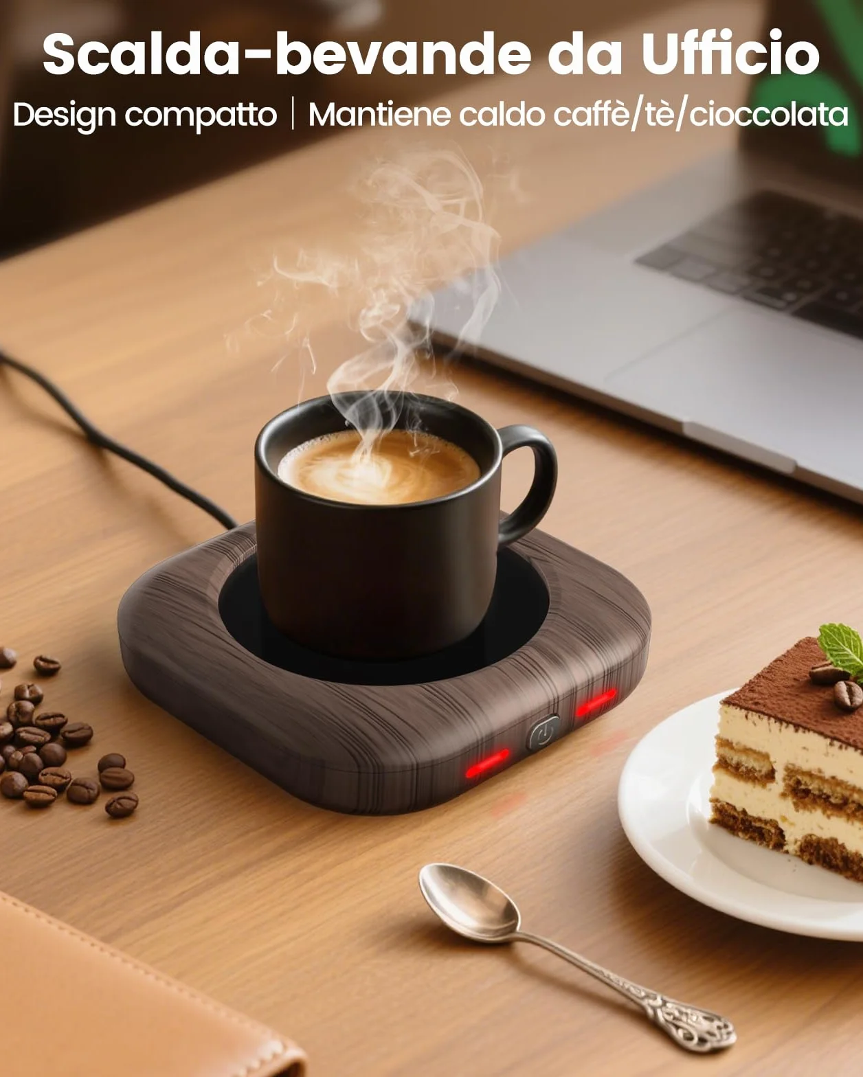 HOMEASY Scaldatazza Elettrico 3 Temperature, Scaldalatte Tazza Autoriscaldante Piastra Riscaldante Sicura e Impermeabile per Caffè Tè e Aromaterapia Spegnimento Automatico