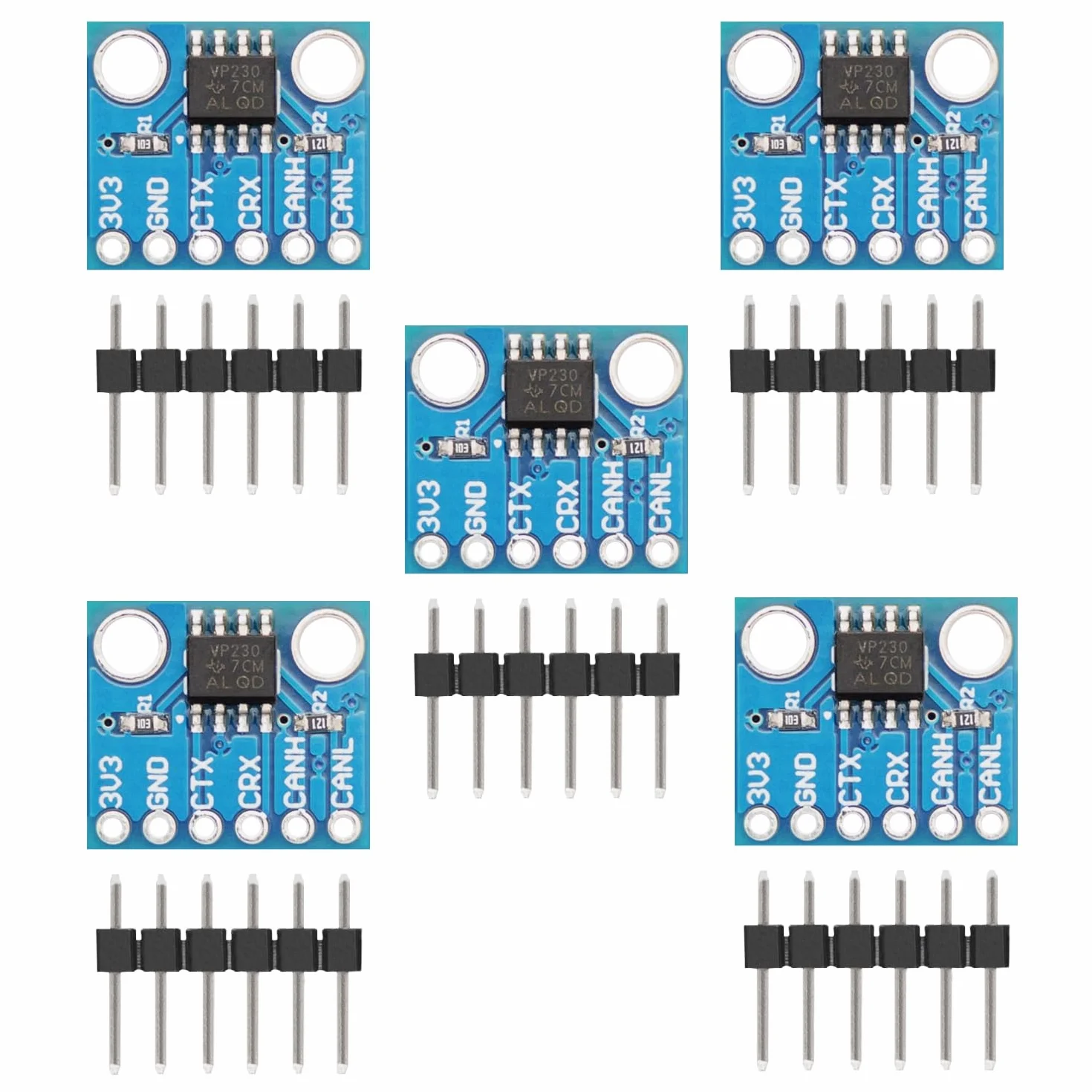 AZDelivery 5 schede ricetrasmettitori CAN-Bus Breakout – Strato fisico ad alta velocità, VP230, compatibile con ISO 11898-2 Standard