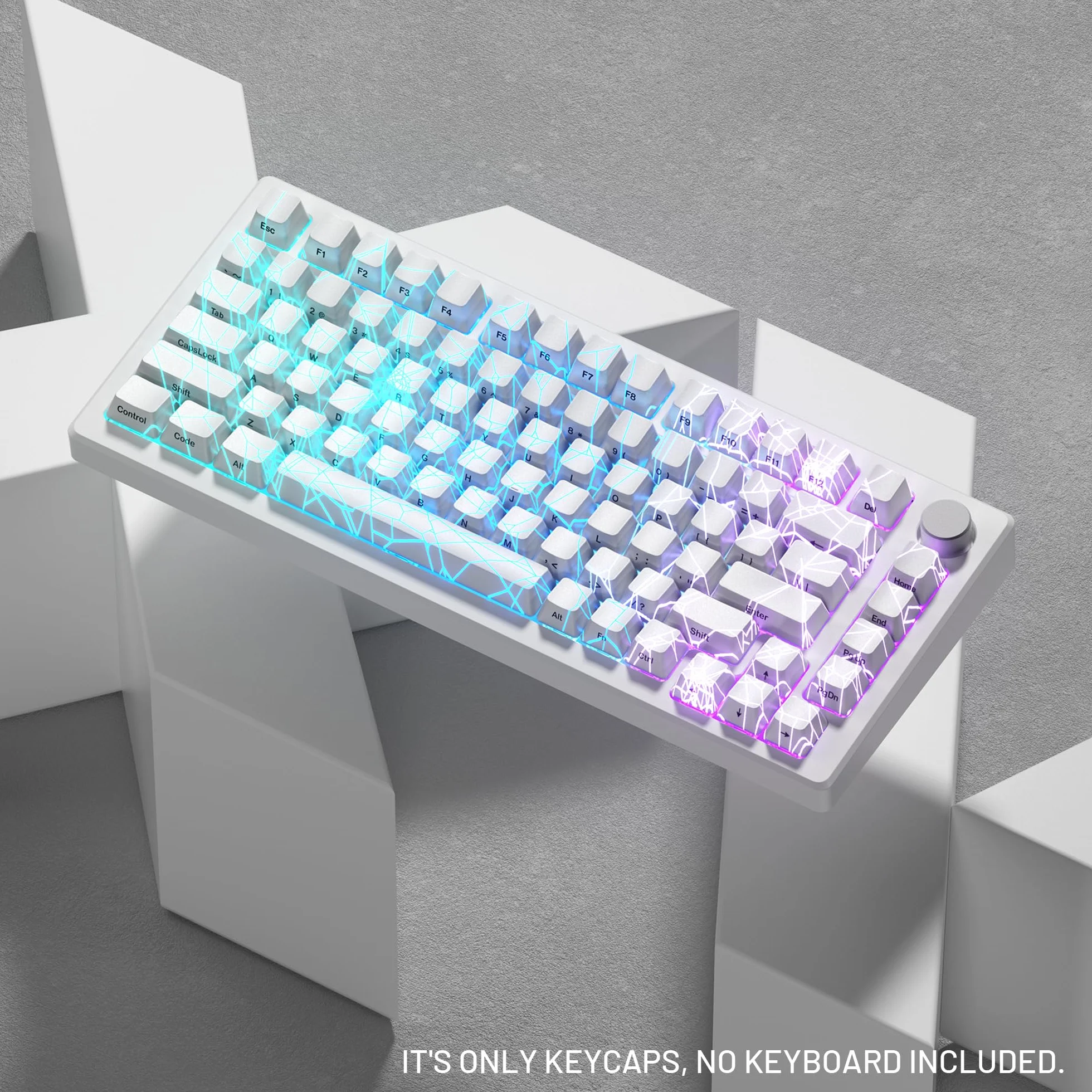 x XVX Shine Through Keycaps w/IMD Tech, Custom Spider Web Keycaps 60 75 100 percento, Set di tasti bianchi retroilluminati, keycap profilo OEM, keycap tastiera stampata laterale per tastiere (solo