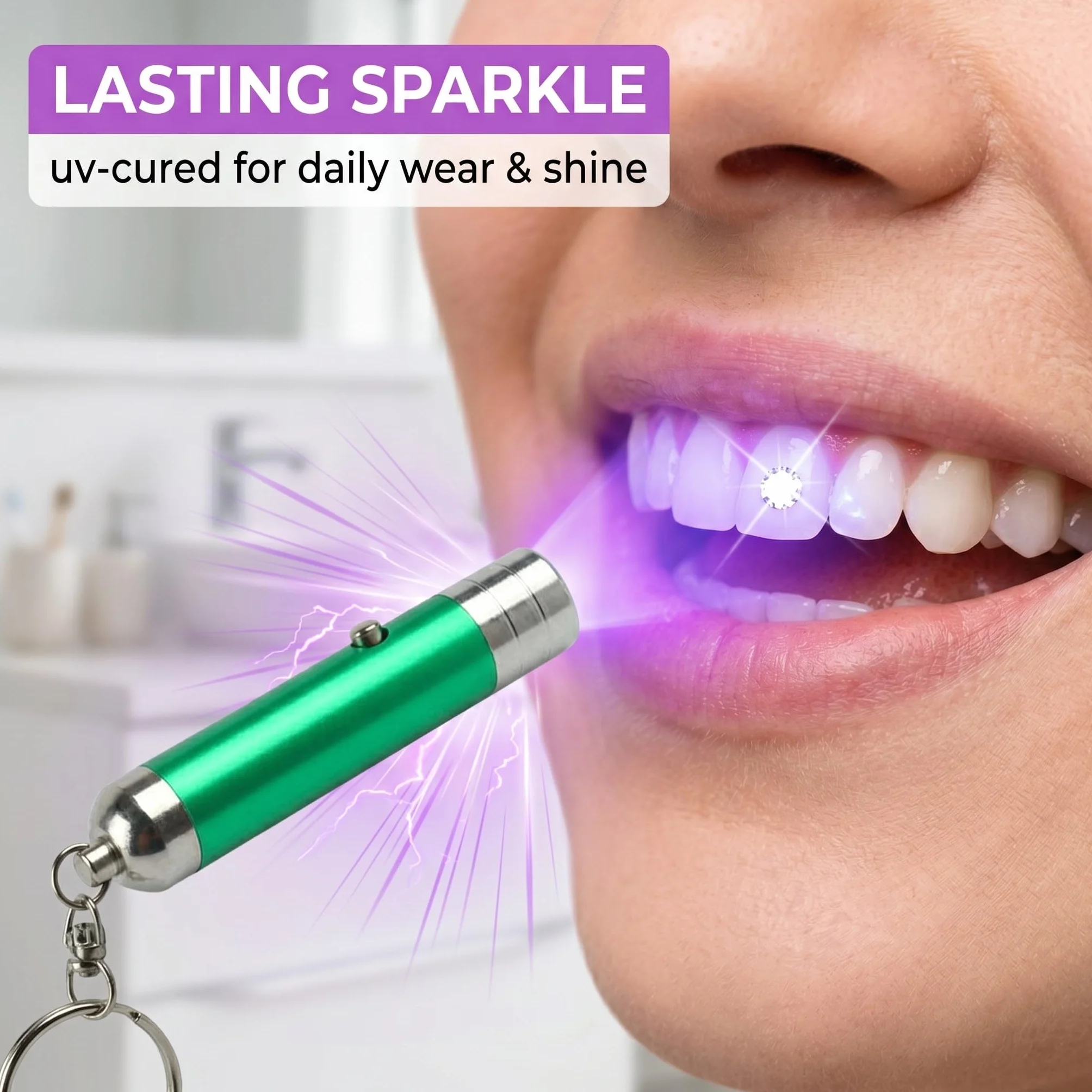 Kit di Gioielli per Denti con Lampada UV, Bianco