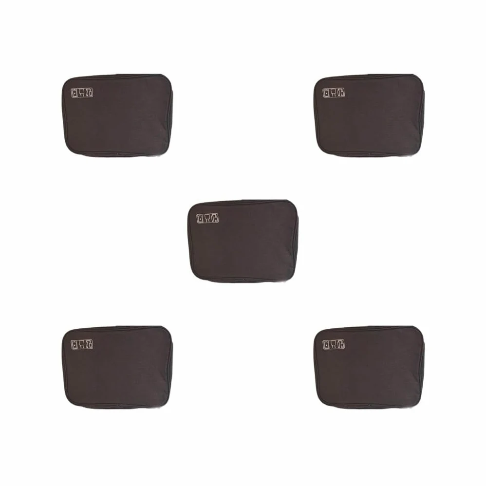 Set di 5 accessori elettronici a 3 strati multi-scomparti custodia per il trasporto capacità organizer per cavi borsa per fotocamera da viaggio per vacanze nero