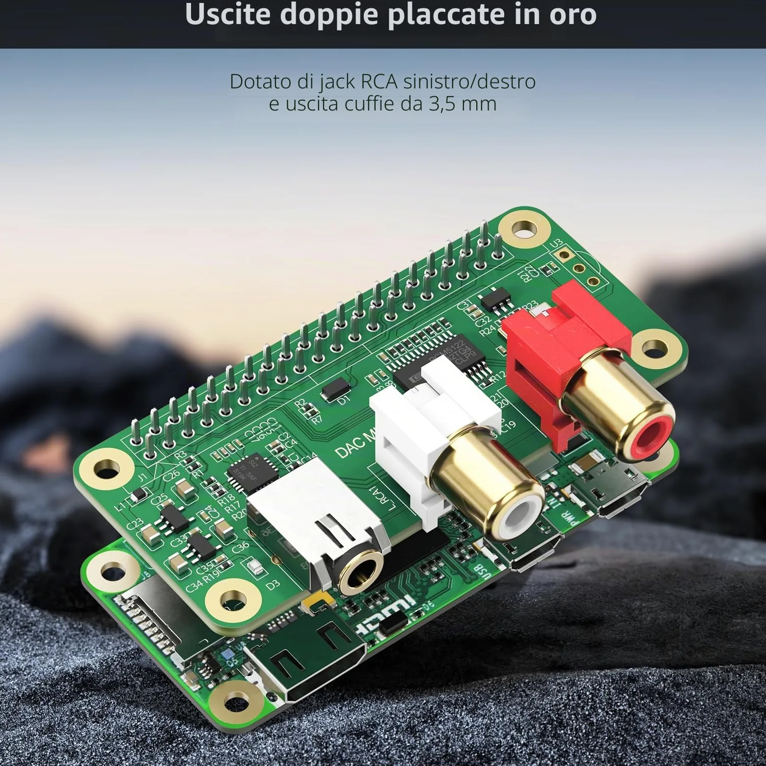 InnoMaker DAC Mini Hat Scheda Audio PCM5122 per Raspberry Pi 5/4/3B+/Zero 2W, Shield Audio HiFi 384kHz/32bit con Uscita RCA e 3.5mm