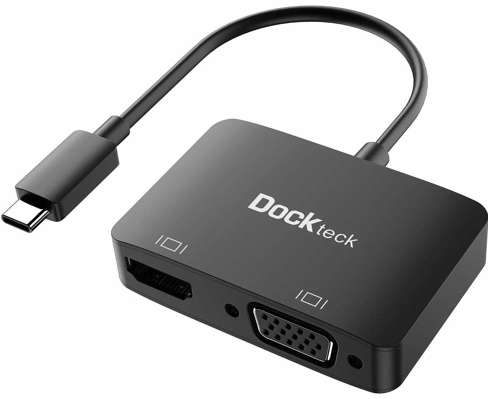 dockteck Adattatore da USB C a VGA HDMI 4K 60Hz connettore monitor su VGA HDMI, adattatore splitter 2 in 1 con HDMI 4K 60Hz e 1080P VGA, per MacBook Pro/Air M1, iPad Pro/Air/Mini 6, Dell Xps 13/15
