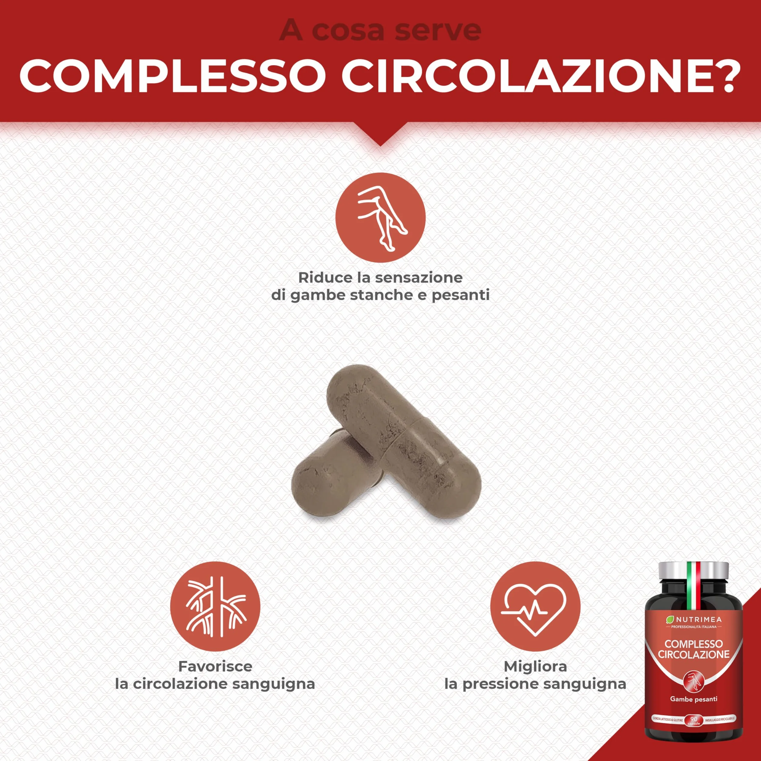 Nutrimea Complesso Circolazione Gambe Gonfie 90 Capsule Vegane