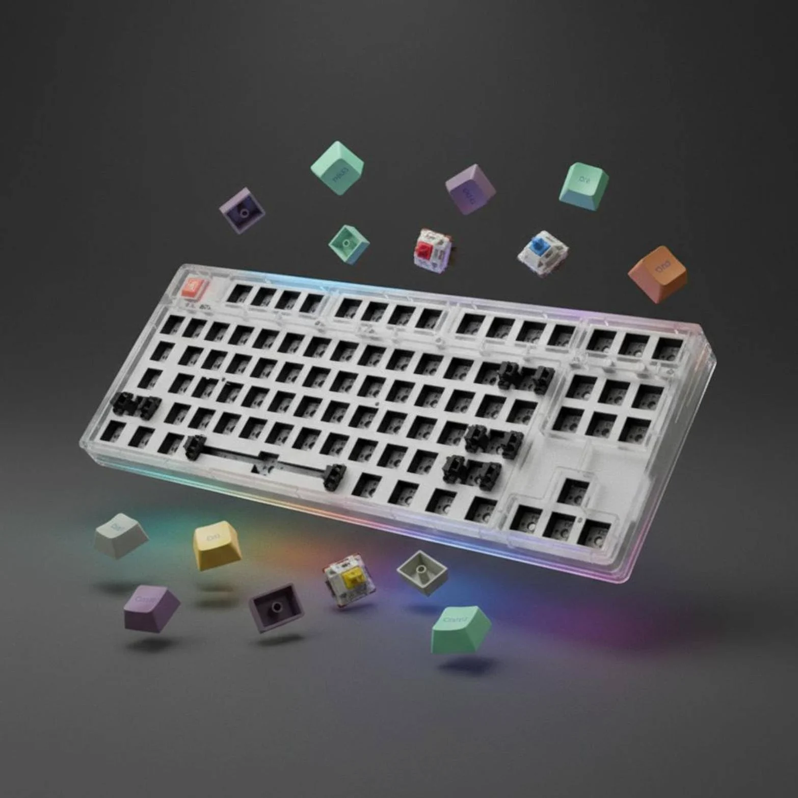 Tastiera Meccanica Personalizzabile TKL 87 Tasti Kit Tastiera Layout Senza Numerico Periferica PC Connettività 5.0 2.4G USB C Retroilluminazione RGB, White