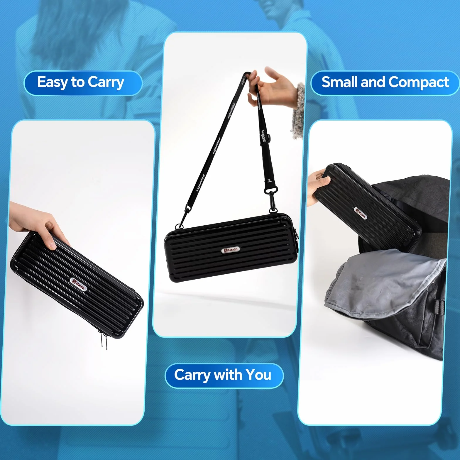 iDPRT MT610 Custodia da trasporto PRT HPRT stampante termica portatile, MT610 Pro Electronics Organizer da viaggio per stampante e accessori, solo borsa nera e tracolla