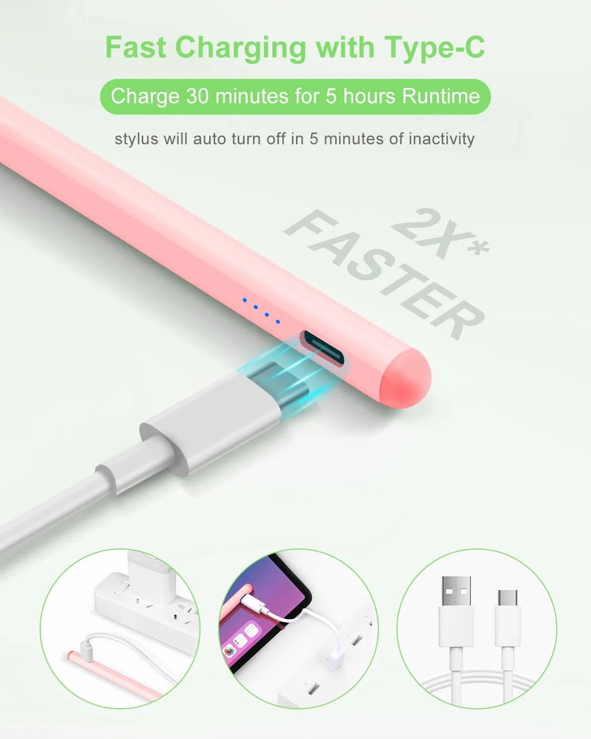 DAORANGE Penna per Tablet Touch Screen, Universale Stylus Pen Penna ad Alta Sensibilità per Android Tablet Compatibile con iPad, per Samsung, per Huawei, per XiaoMi, per Redmi, Smartphone (Rosa)