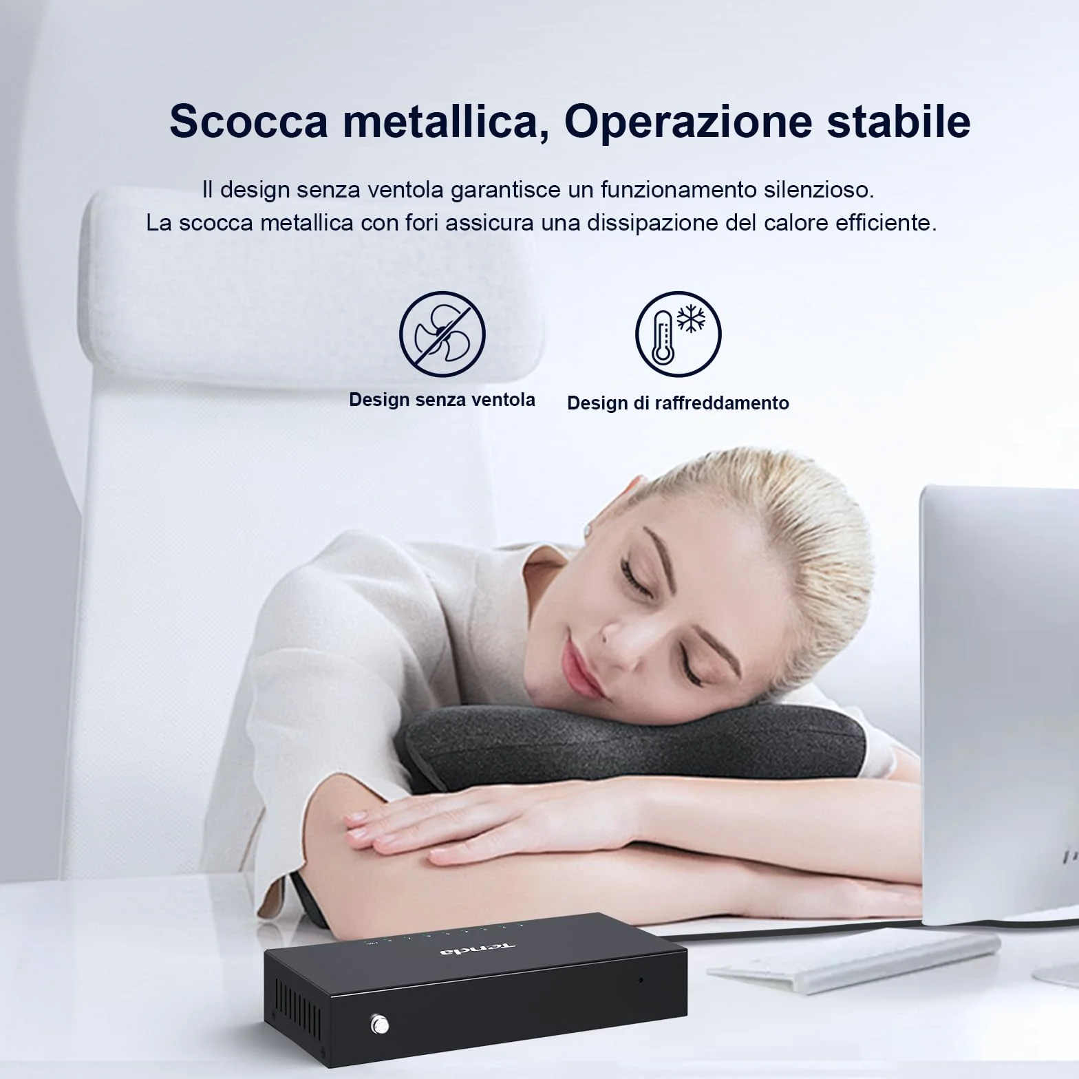 Tenda Switch Ethernet 8 Porte Gigabit Unmanaged TEG1008M, Switch Gigabit 10/100/1000 Mbps, IGMP Snooping, 802.1p/DSCP QoS, Hub Ethernet, Montaggio Desktop o a Parete, Plug & Play, Guscio di Metallo