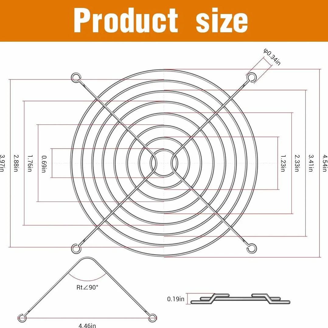 4Pcs Griglia di Protezione per Ventola, Ventola Dito Griglia, 12 cm Griglia Della Ventola di Raffreddamento, Protezione per Griglia in Metallo, Griglia Protettiva per Ventola, Adatto per Ventole