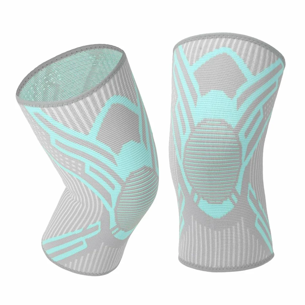 AOOWU 2 Pezzi Ginocchiera Ortopedica Comfort con Compressione Antiscivolo Tutore Sportiva Supporto per Artrite Corsa Dolore Articolazioni Lesioni Legamenti (L)