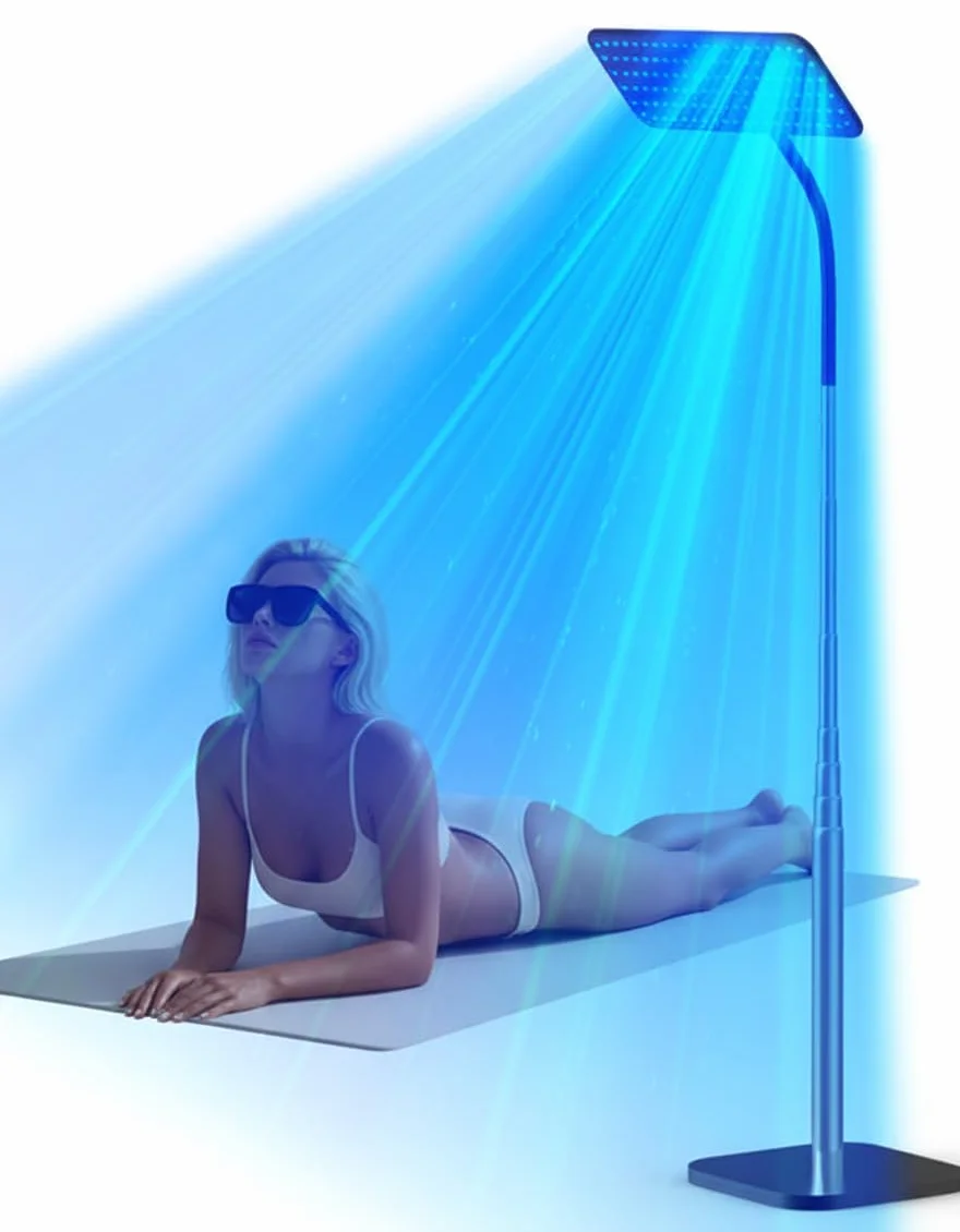 Solarium lampada abbronzante 50 W base retrattile 460 NM 490 NM terapia luce blu domestico