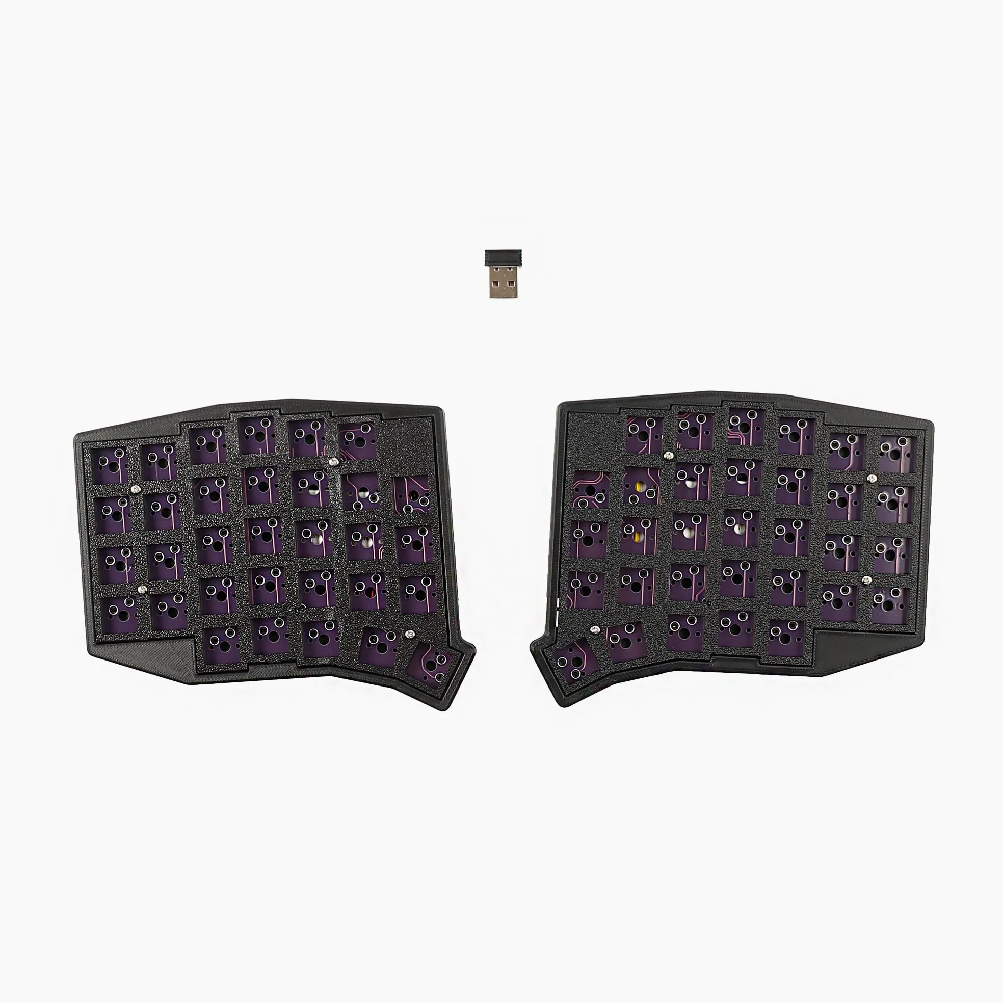 YMDK Sofle Tastiera Wireless Split 2.4Ghz 64 Tasti Ergonomica Hotswap 60% Layout 3D PLA Vial All Key Programmabile Mini Kit Tastiera da Gioco Indipendente