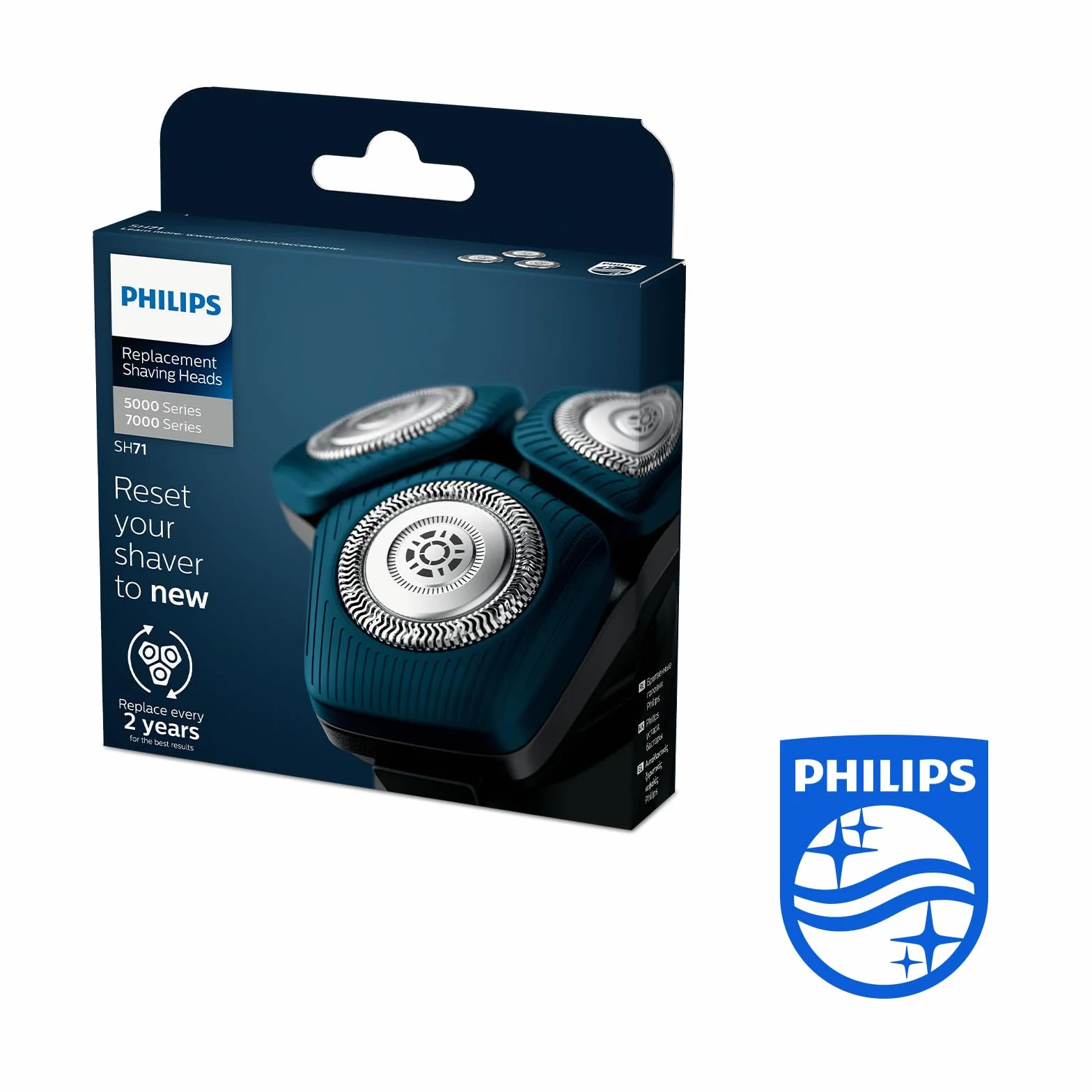 Philips SH71/50 Testine di Rasatura Compatibili Serie 5000 7000 3 Pezzi Autoaffilanti Sostituiscono RQ12/70 RQ12/60 SH60/70 SH70/70