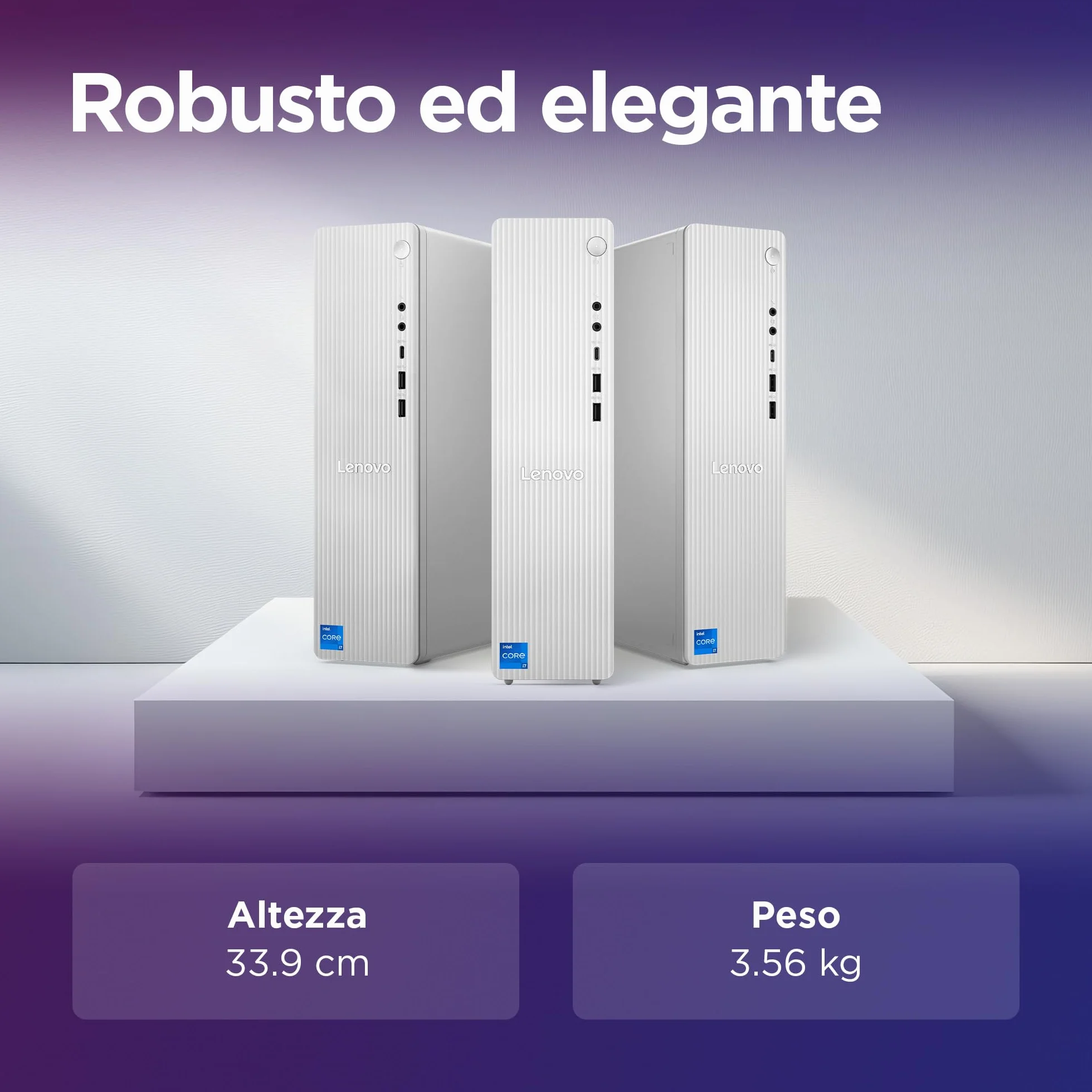 Lenovo IdeaCentre Tower Gen 9 - Desktop, Intel Core i7-13620H, RAM 16GB, SSD 512GB, Wi-Fi 6, BT 5.2, Windows 11 Home, Mouse e Tastiera USB inclusi - Cloud Grey