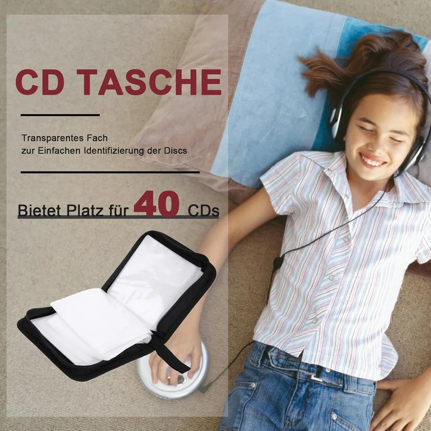 Borsa per CD, Custodia Blu per Dischi CD Dvd per 40 Dischi, Custodia per CD per Auto e casa