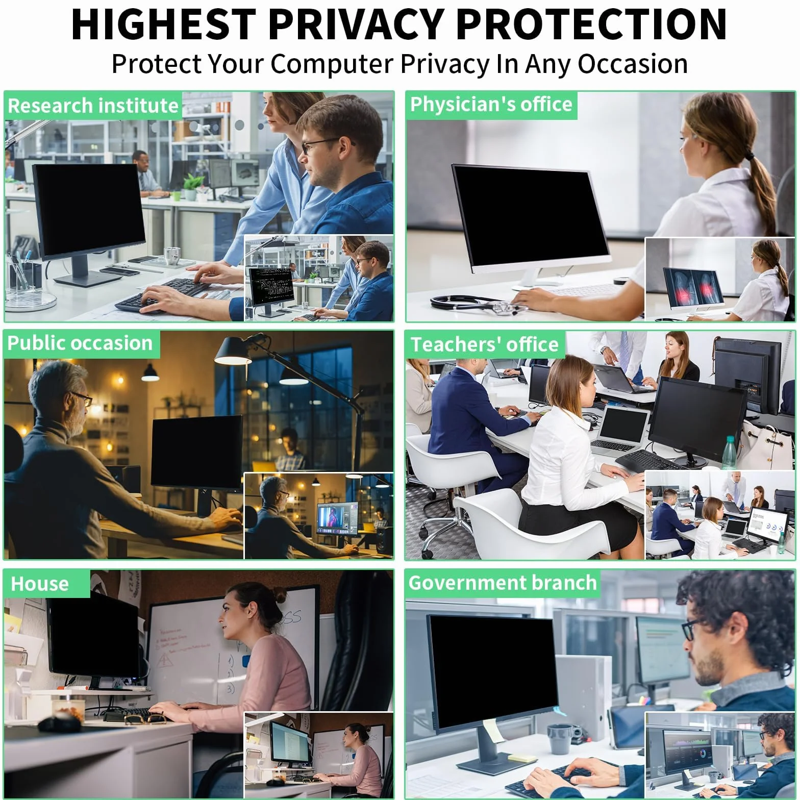 Protezione Schermo per Computer Desktop da 27 Pollici con Rapporto di Aspetto 16:9, Anti Luce Blu e antiriflesso, Filtro per la Privacy a Rapida Installazione, Pellicola di Protezione per PC