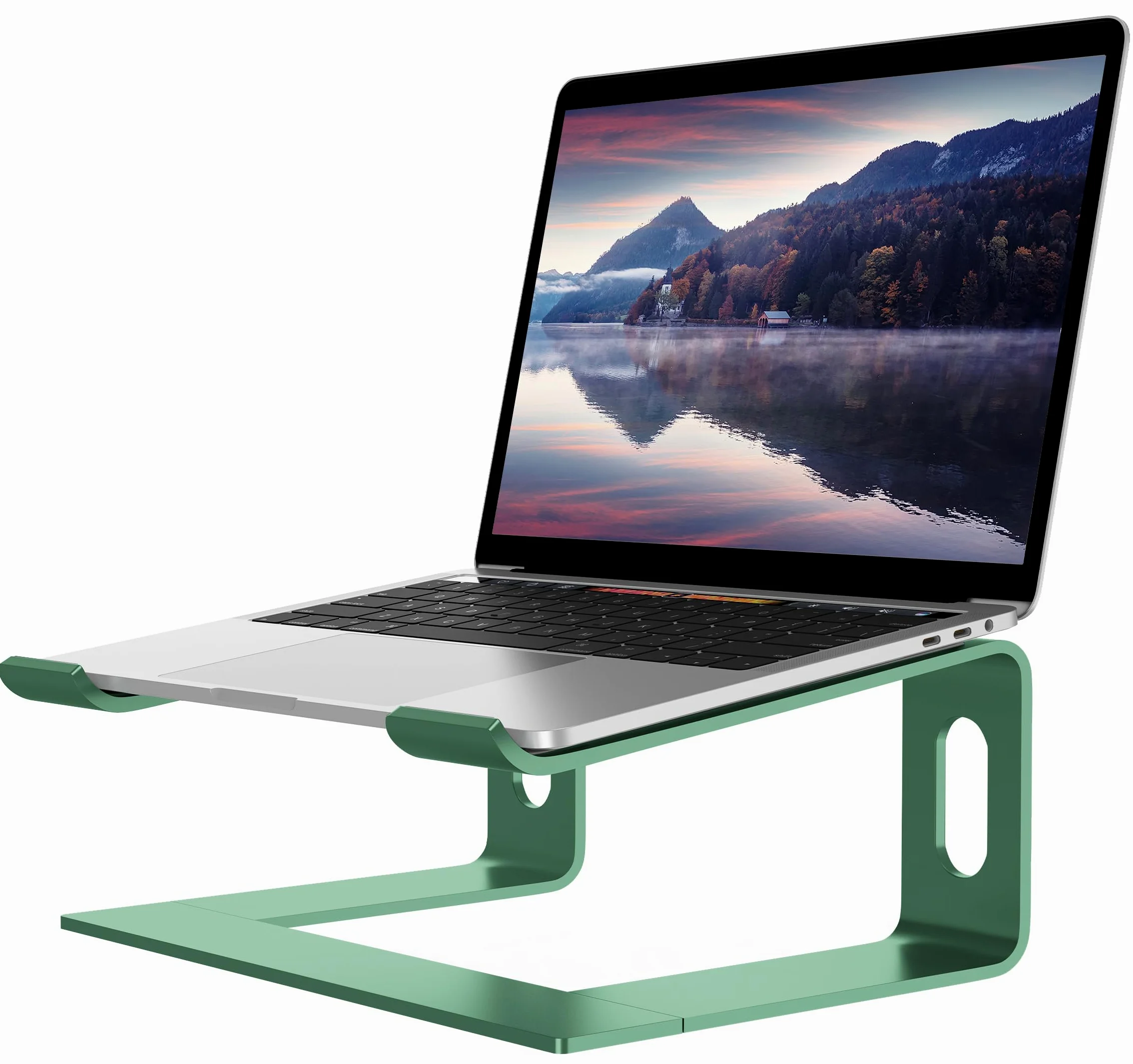 Alashi - Supporto per computer portatile da scrivania, supporto per computer in alluminio, supporto ergonomico per notebook da 10 a 15,6", colore: Verde chiaro