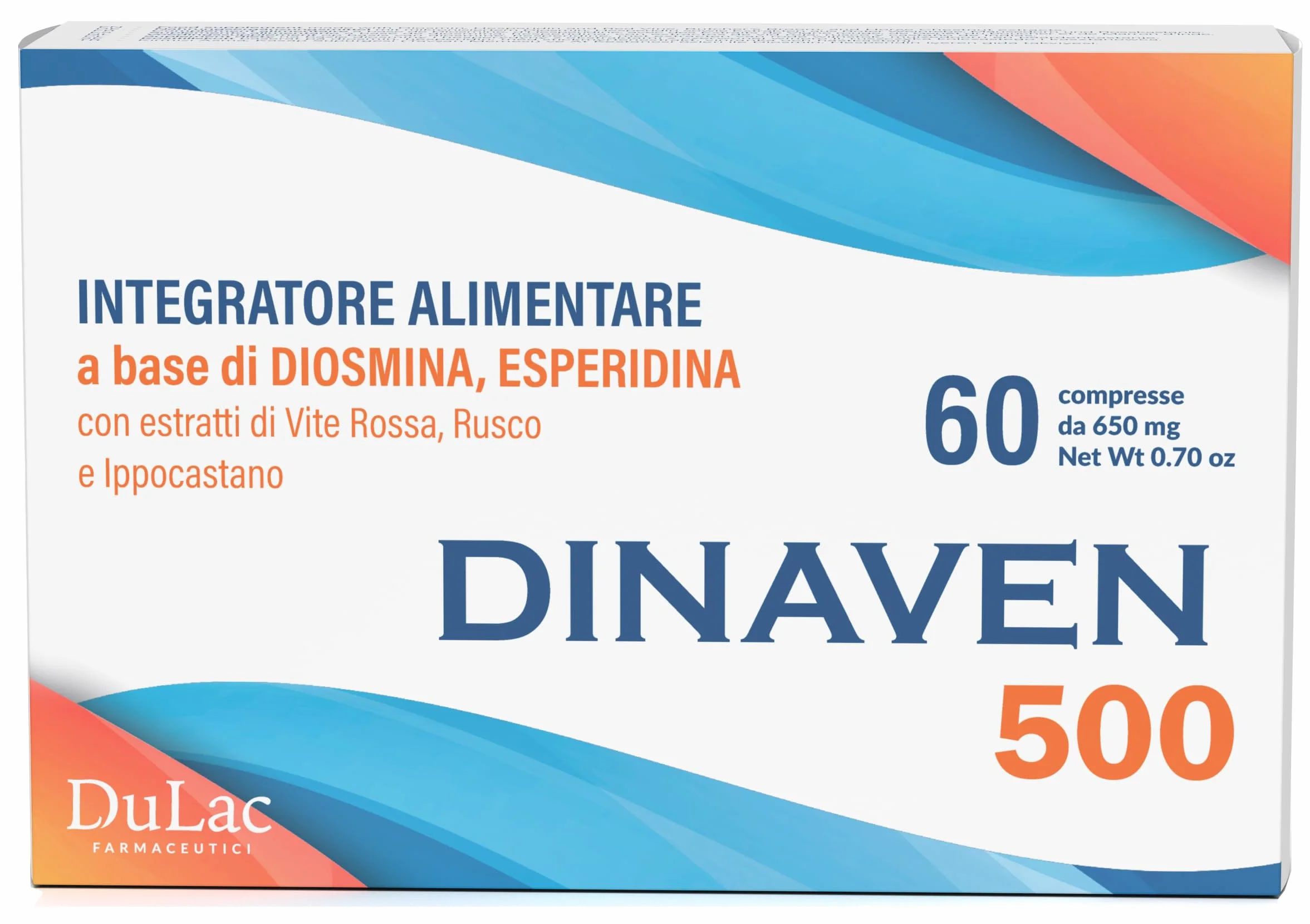 Dulac Dinaven 500 Integratore Alimentare Microcircolo Circolazione Gambe 60 Compresse Diosmina Esperidina Made in Italy