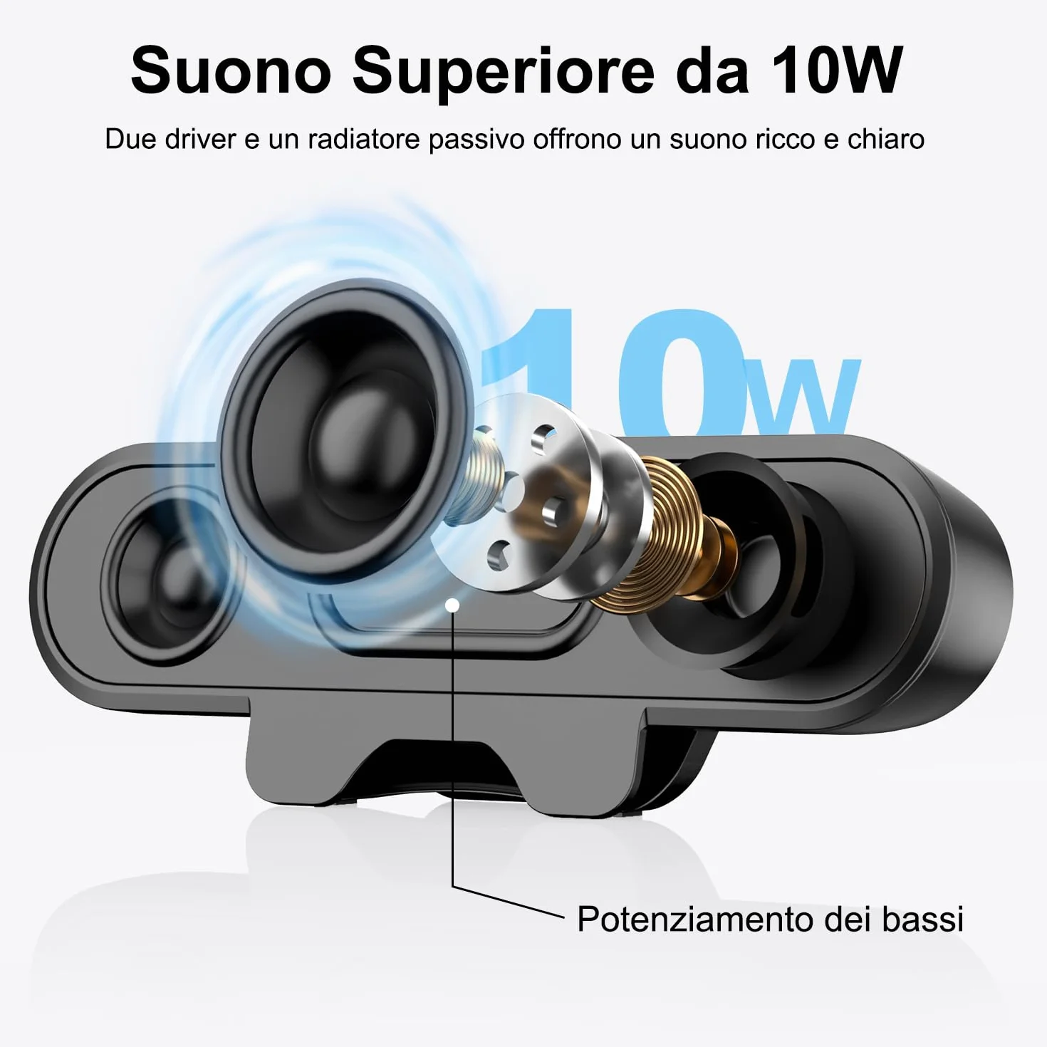 Altoparlanti per Monitor PC 10W USB A Type C Nero