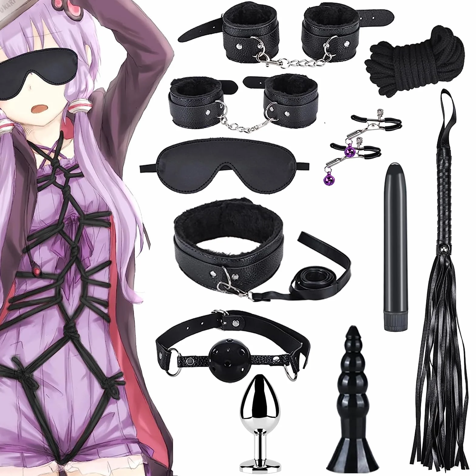Qoosea 12 Pezzi Bondage Set BDSM Giocattoli Sessuali per Coppie Principianti Esperti