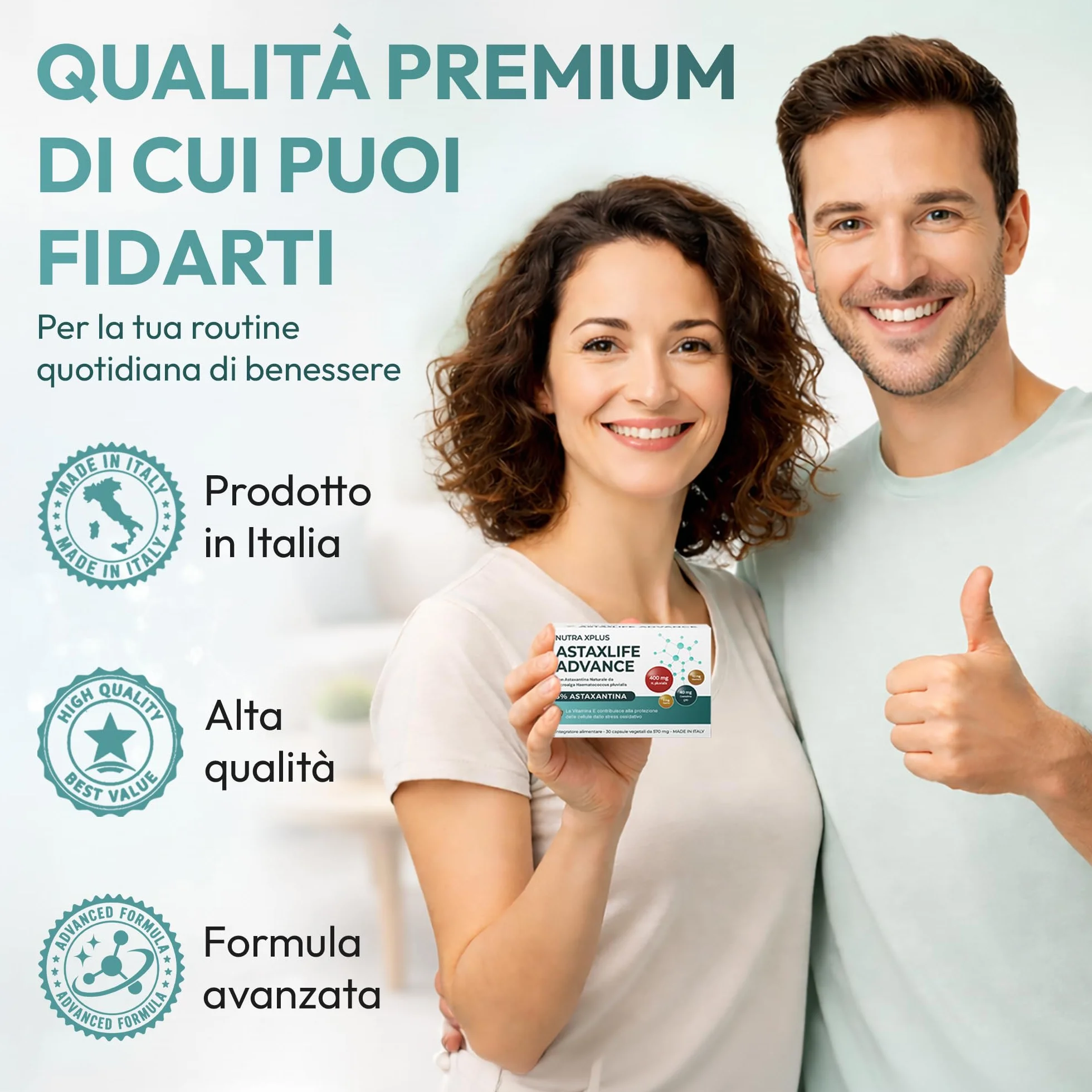 AstaxLife Advance Astaxantina 20 mg con Coenzima Q10, Vitamina E e Piperina antiossidante naturale