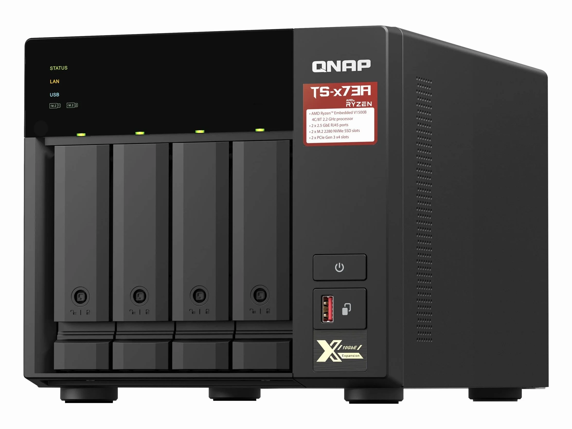 QNAP TS-473A NAS Tower Ryzen Embedded V1500B 8 GB DDR4 Nero