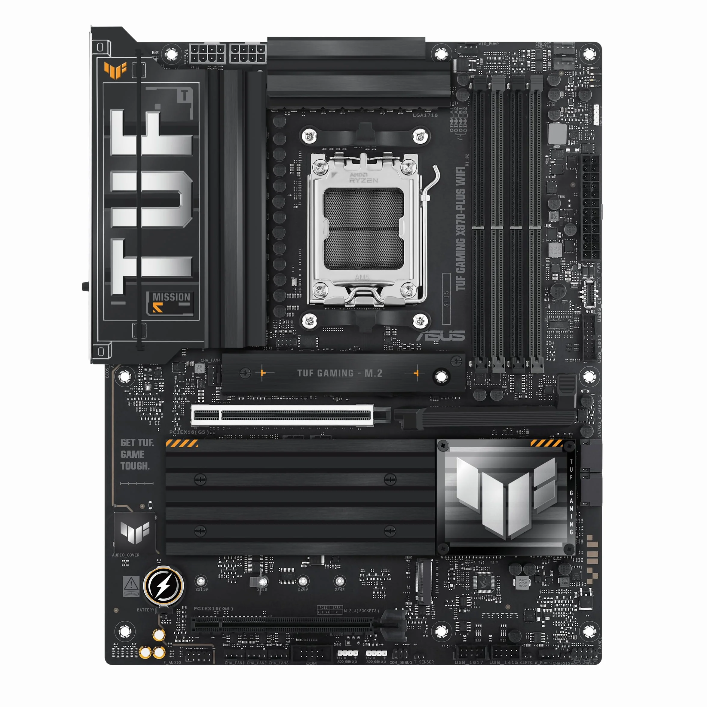 ASUS TUF Gaming X870-PLUS Scheda madre WiFi AMD AM5 X870 ATX, 16+2+1, 80A SPS Power Stages, DDR5, PCIe 5.0 Ready, quattro slot M.2, Wi-Fi 7, LAN 2,5 GB, HDMI, USB4® 40 Gbps, SATA 6 Gbps, USB