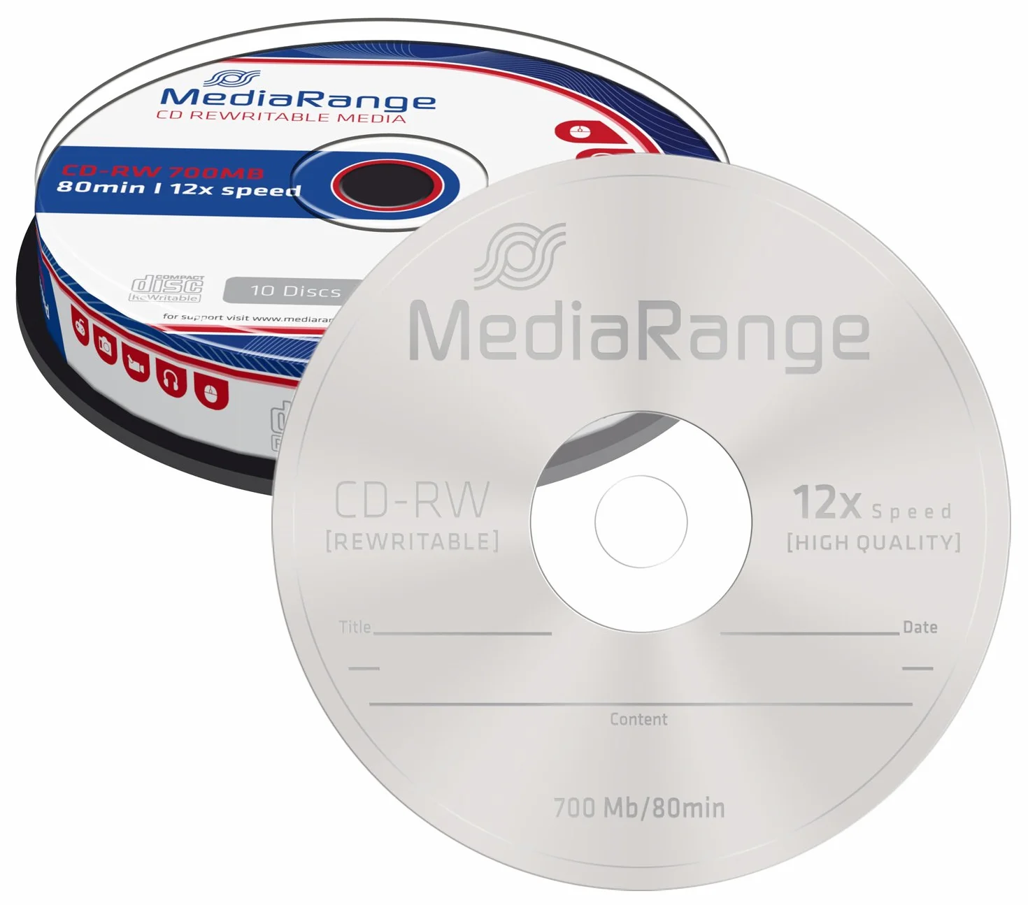 MediaRange MR235 Confezione CDRw80, Argento