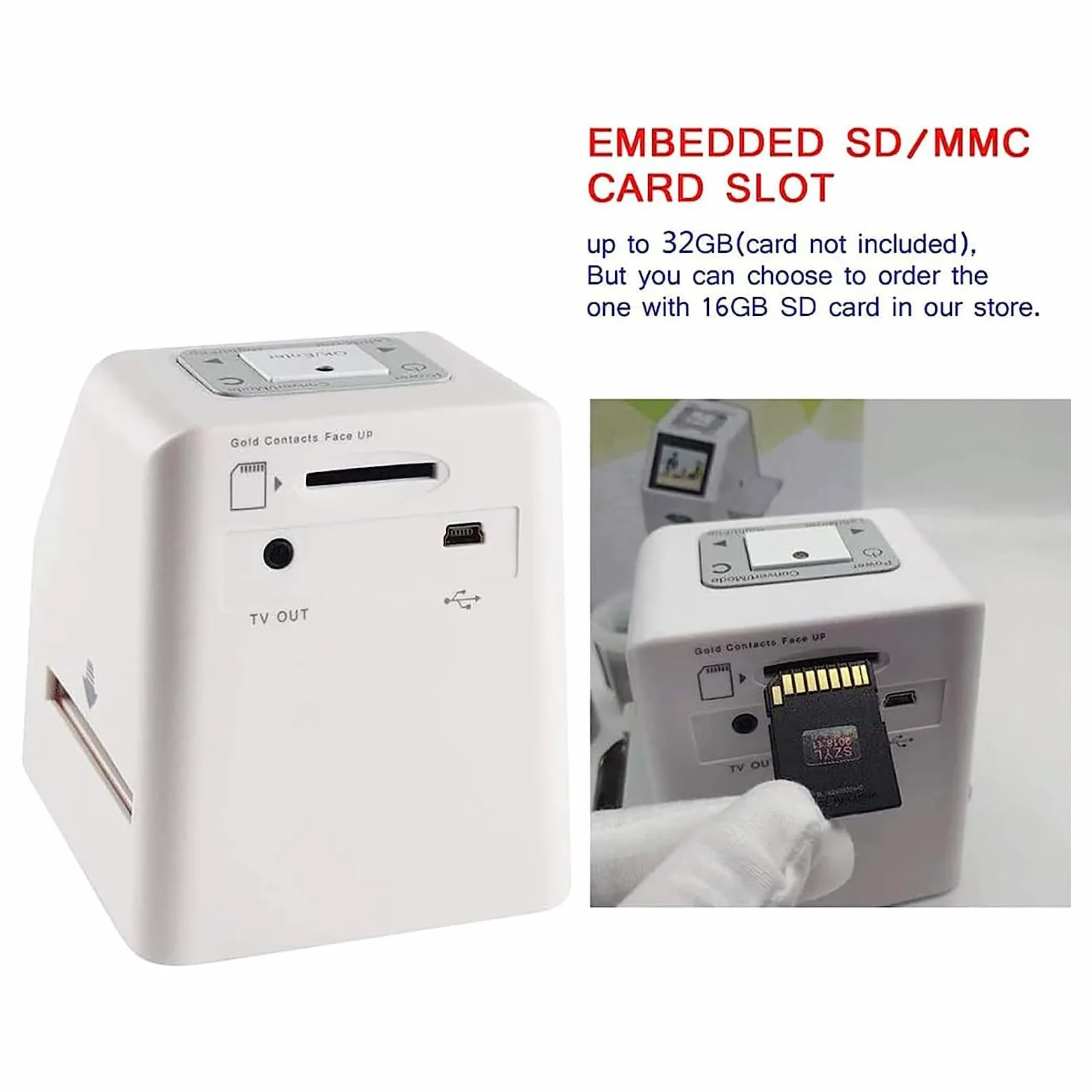 Scanner de films et de diapositives, stockage sur carte SD 32 Go, écran LCD de 2,36 pouces, convertisseur de film diapositive 35 mm/135 mm, prend en charge l'édition et la lecture