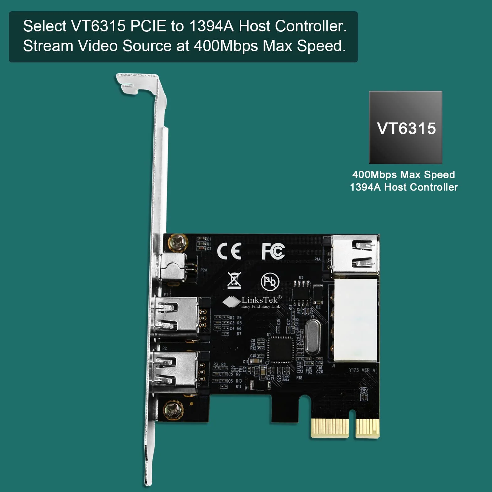 Scheda di espansione PCIE FireWire 400 a 4 porte 1394A 1394A per PC desktop Windows, 3 porte 6 pin e 1 porta 4 pin 1394A 400 Mbps, con cavi a 4 pin 1394A 1394A e staffa a basso profilo