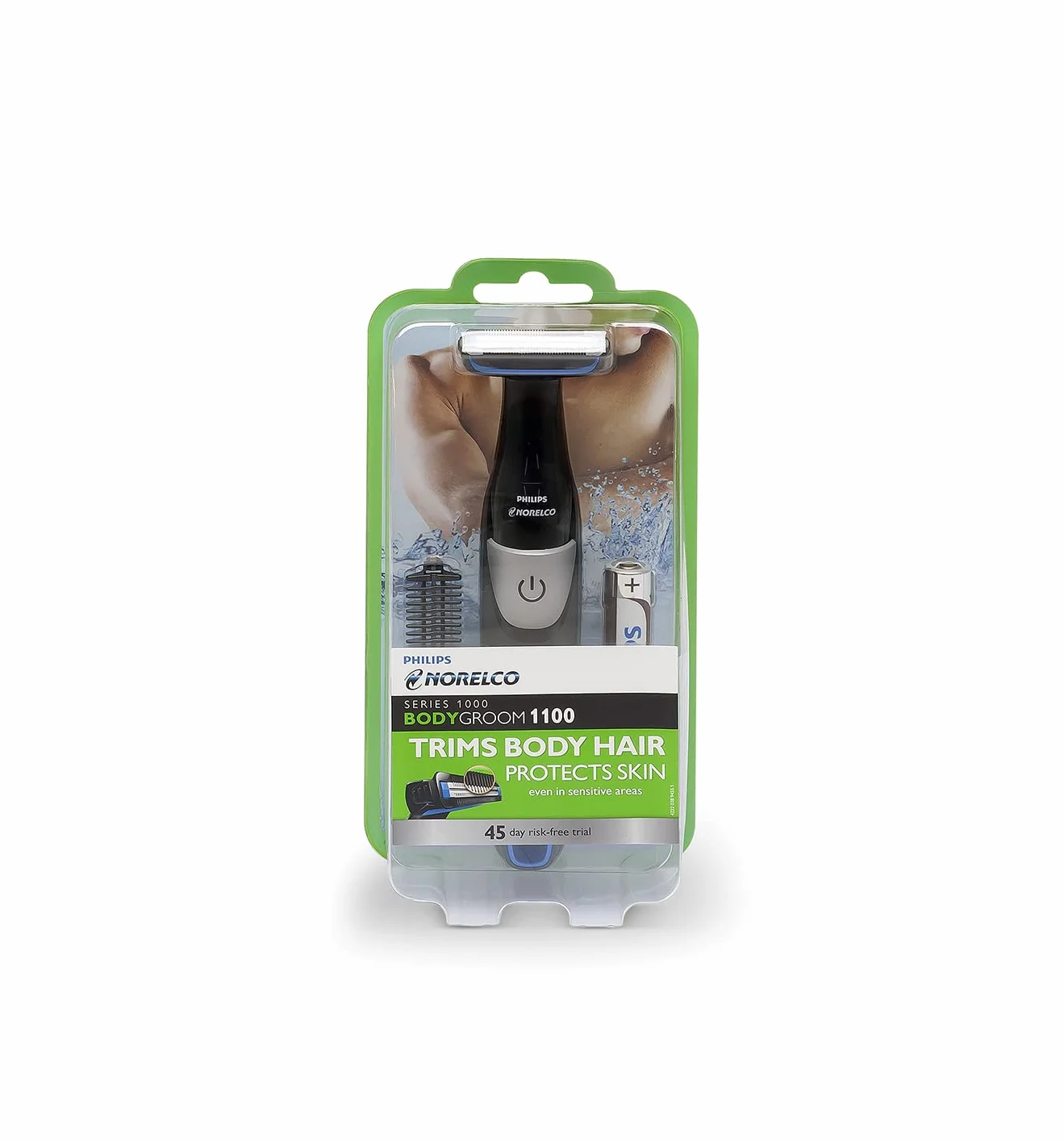 Philips Norelco BG1026/60 Bodygroom Series 1100 Rasoio e Toelettatura per il Corpo Impermeabile