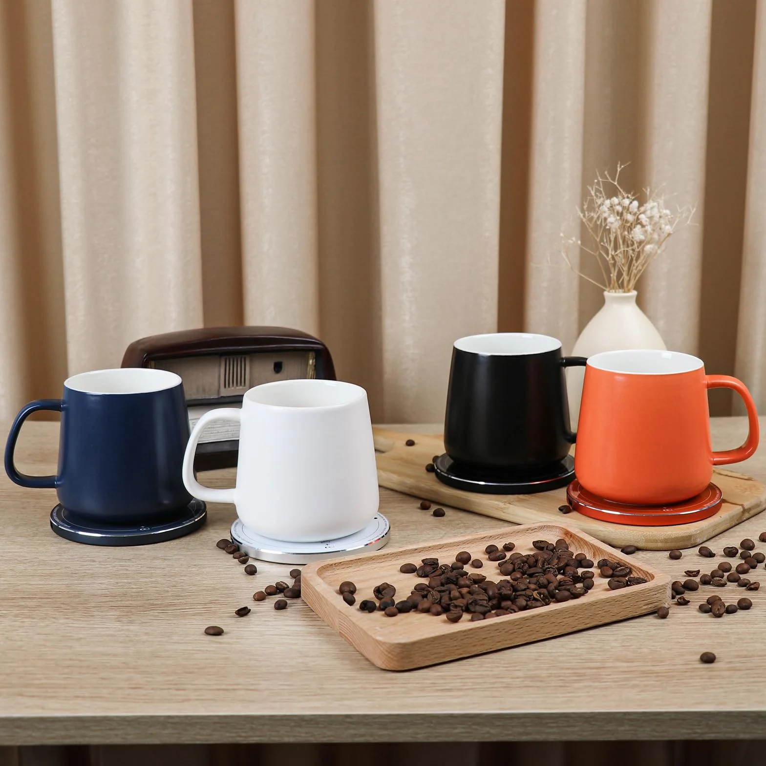 APEKX Scaldatazze da caffè Scalda tazza intelligente Scaldabevande elettrico Spegnimento automatico, scalda caffè, tè e latte 12.8oz,Controllo Della Temperatura di 131 °F/55 °C(blu)