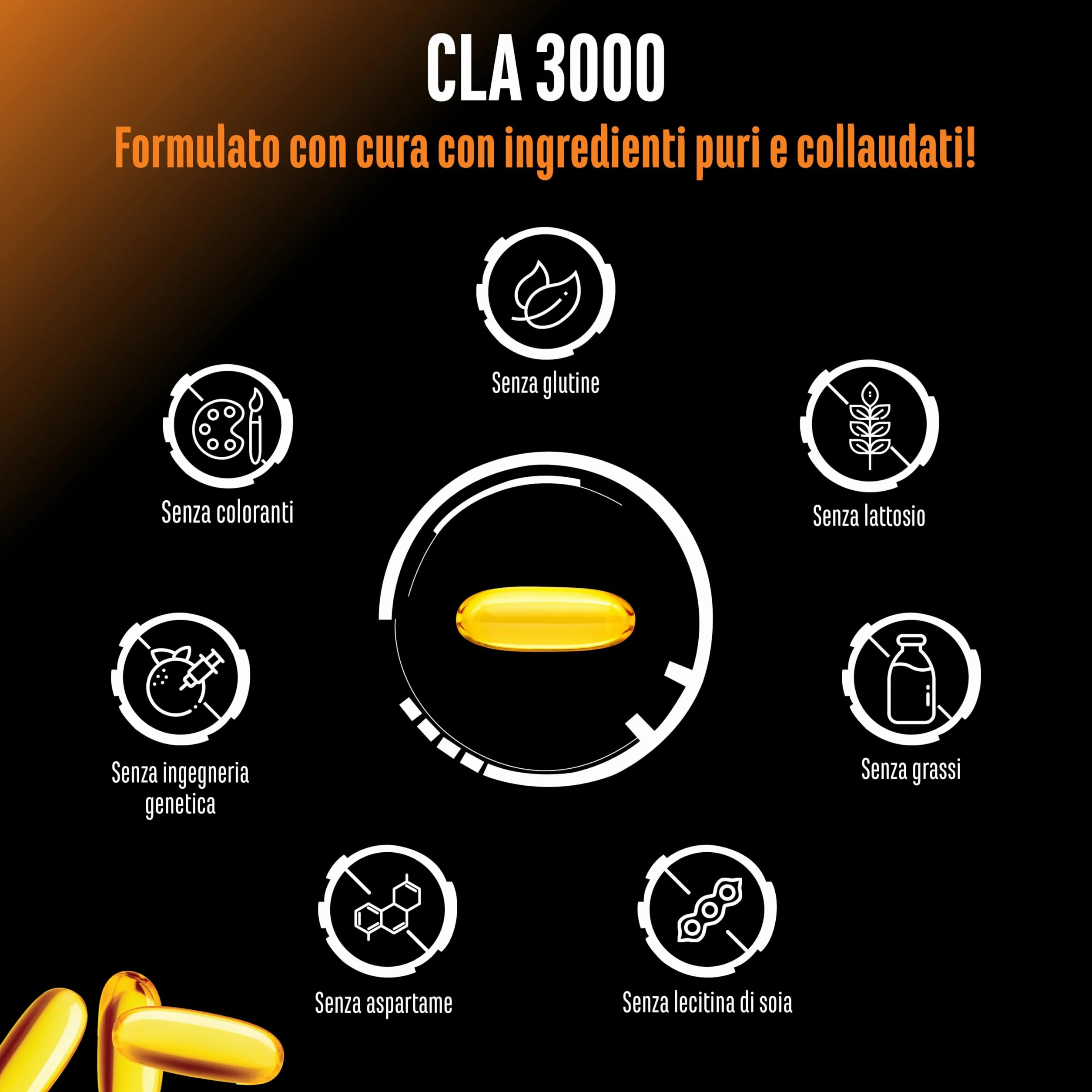 German Elite Nutrition CLA 240 capsule 1000 mg Acido linoleico coniugato puro Alto dosaggio 3000 mg