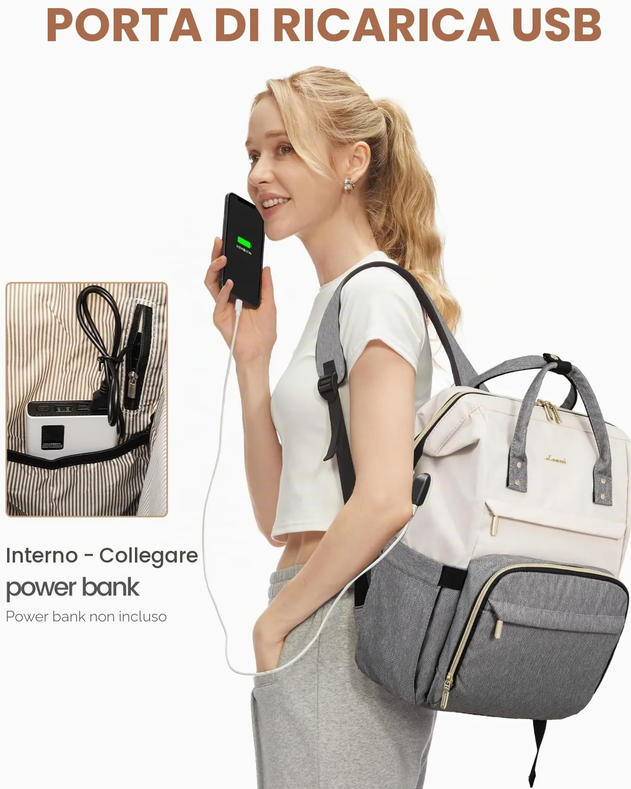 LOVEVOOK Zaino Porta PC Donna, Zaino Antifurto Impermeabile Donna, Zaino per Laptop Portatile 15.6/17 Pollici, Zaino per Viaggi Affari
