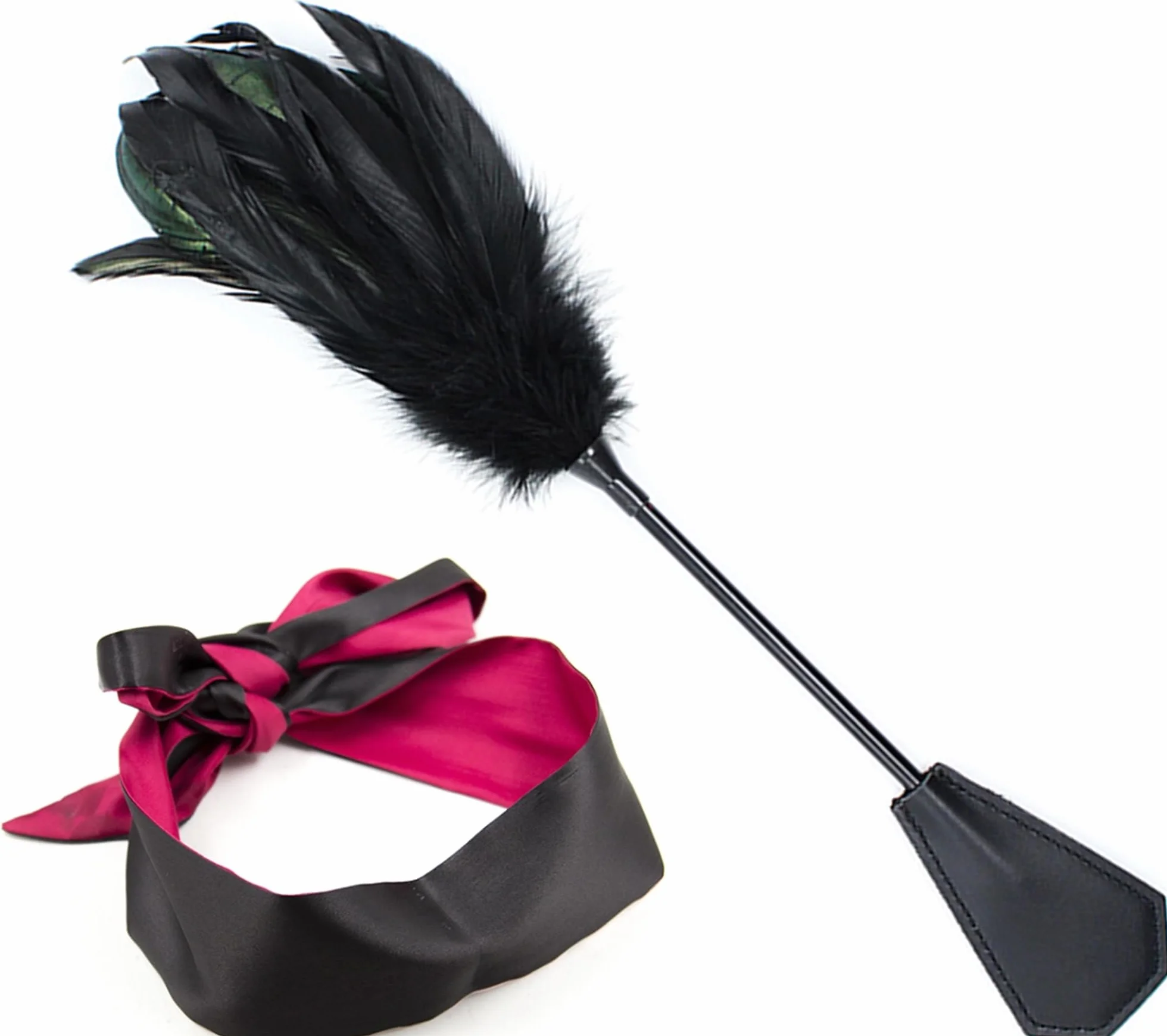 Erotico Benda Maschera Occhi con Piuma Tickler Frusta Deluxe Feather Tickler Massage SM Sex Toys