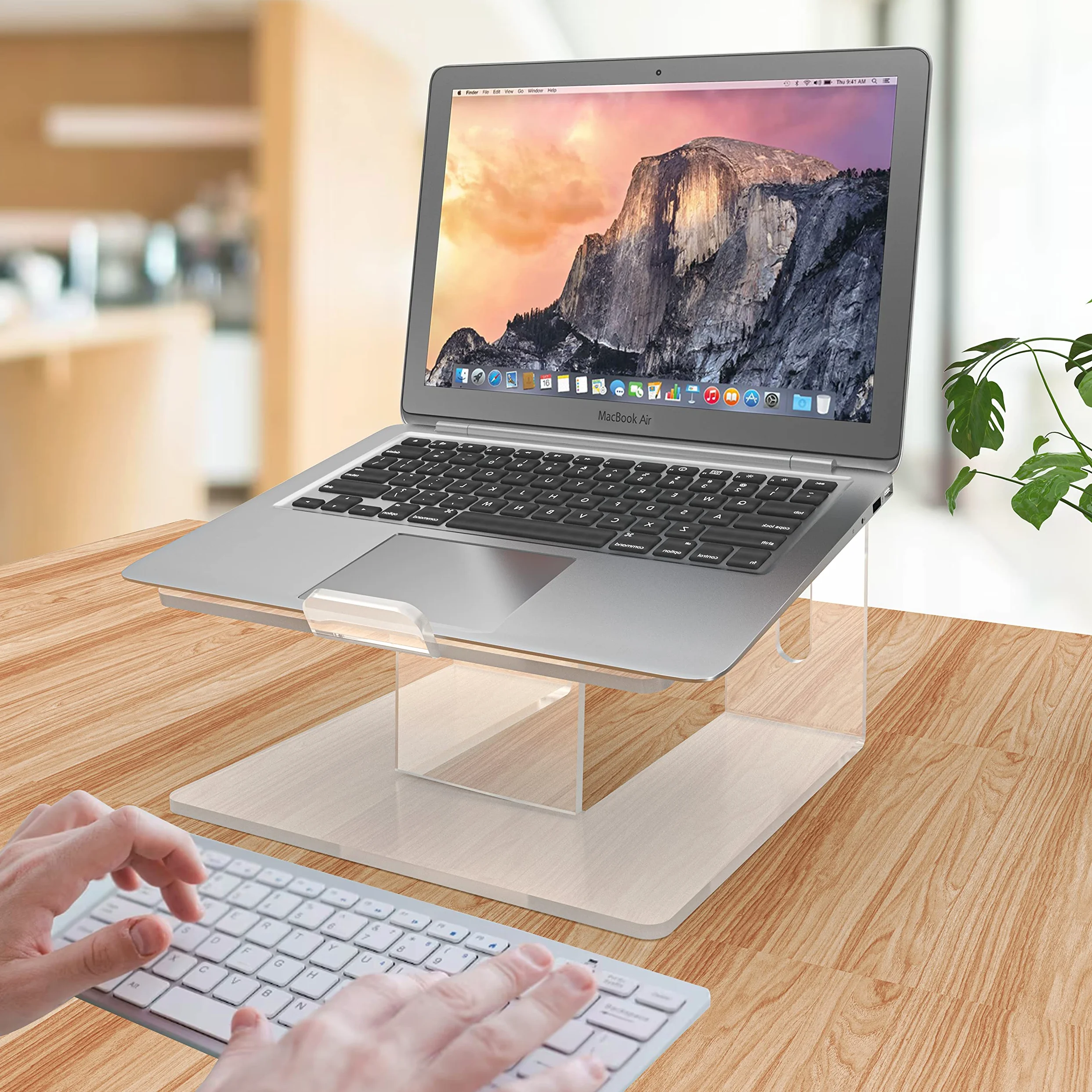 Kamehame Supporto per laptop in acrilico, spessore 6 mm, in acrilico trasparente, per scrivania, portatile ed ergonomico in acrilico, per ufficio, casa, compatibile con laptop da 10 a 15,6 pollici