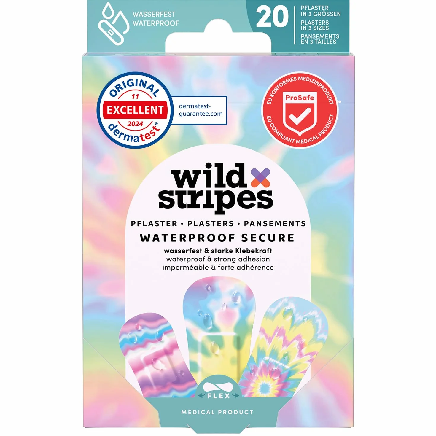 Cerotti impermeabili per dita Wild Stripes Set 20 pezzi ipoallergenici extra forti