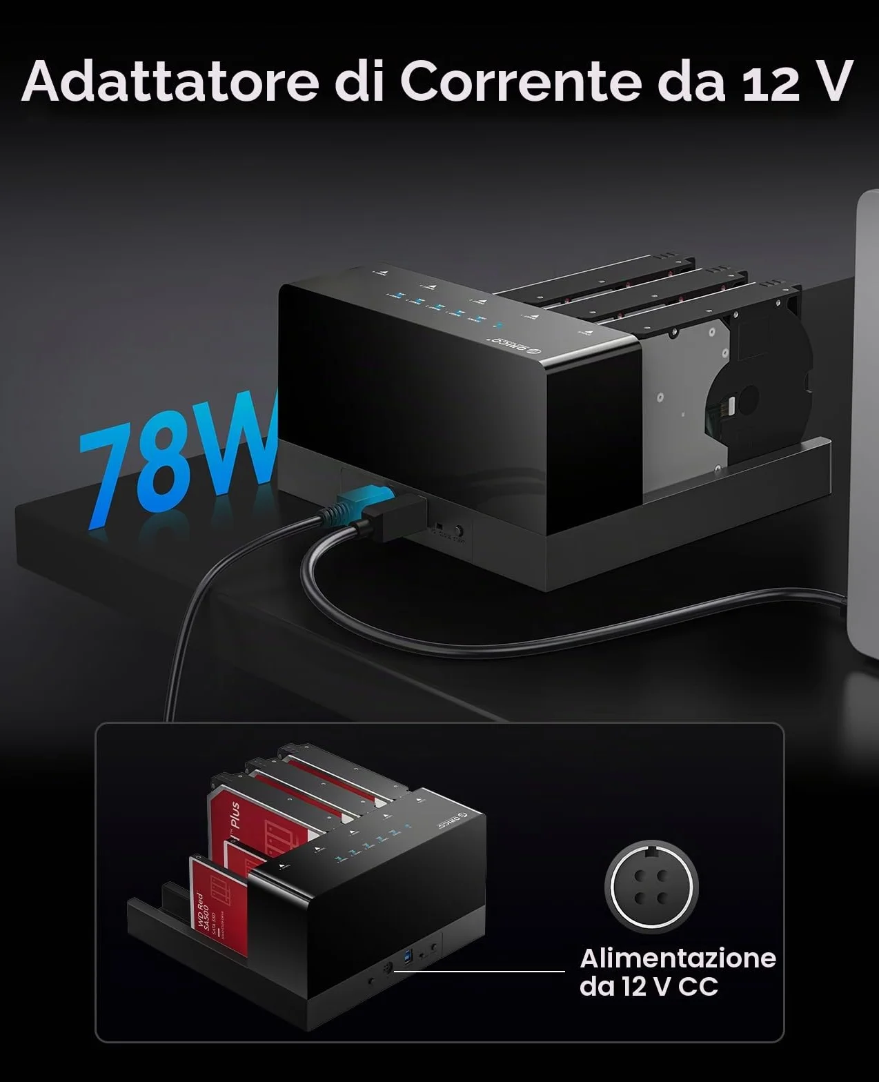 ORICO USB 3.0 Hard Disk Docking Station 5-slot HDD SATA 3,5 Pollici Clone Offline Esterna 90 TB 6558US3-C