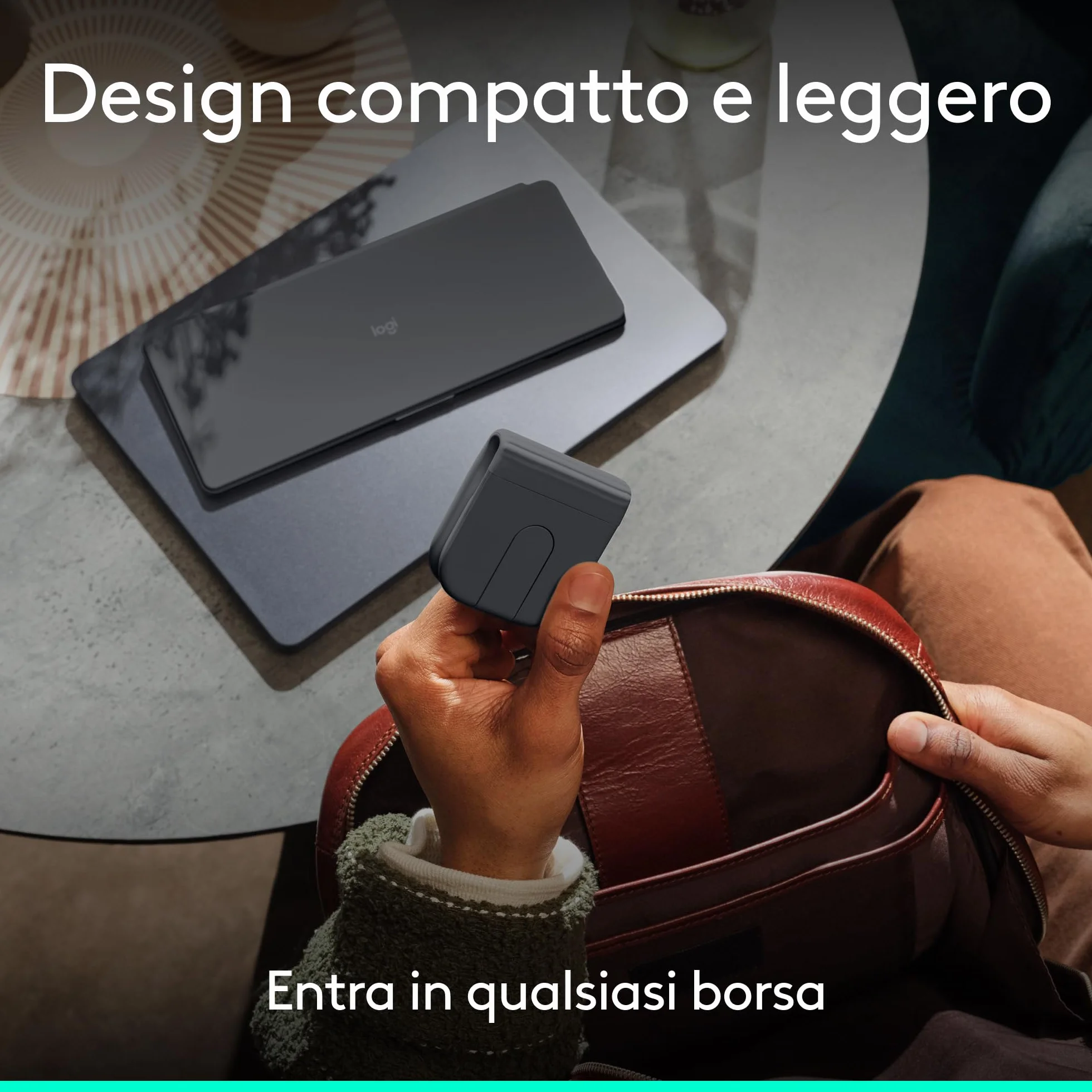 Logitech Keys-To-Go 2 e Mobi Fold, tastiera sottile con coperchio e mouse pieghevole, leggeri, portatili, Bluetooth, per PC Windows, Mac, Android, Chromebook, iPad, ITA QWERTY - Grafite