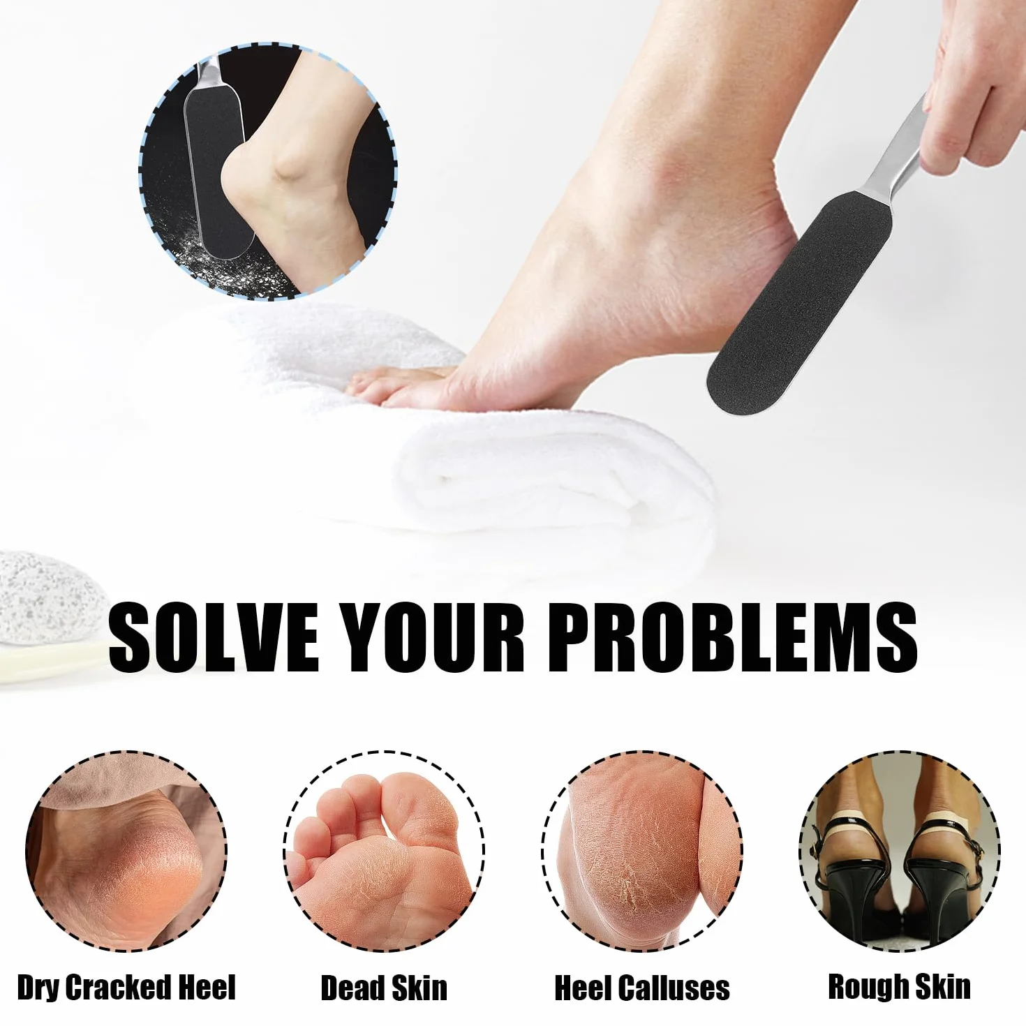 Manico in Acciaio Inossidabile Rimozione Calli Strumenti di Pedicure Professionale