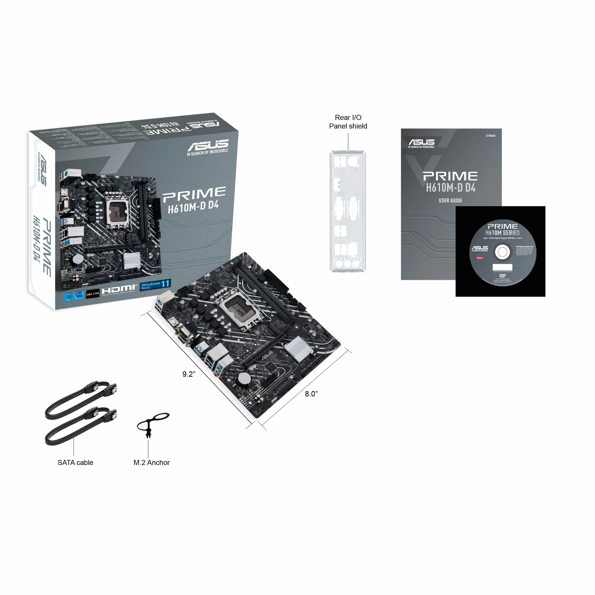 ASUS PRIME H610M-D D4 Scheda Madre mATX, Intel H610, LGA1700, DDR4, PCI 4.0, Realtek 1Gb Ethernet, Realtek 7.1 Surround, 1xM.2, 4xSATA 6GB/s, USB 3.2 Gen 1, Armoury Crate, Nero