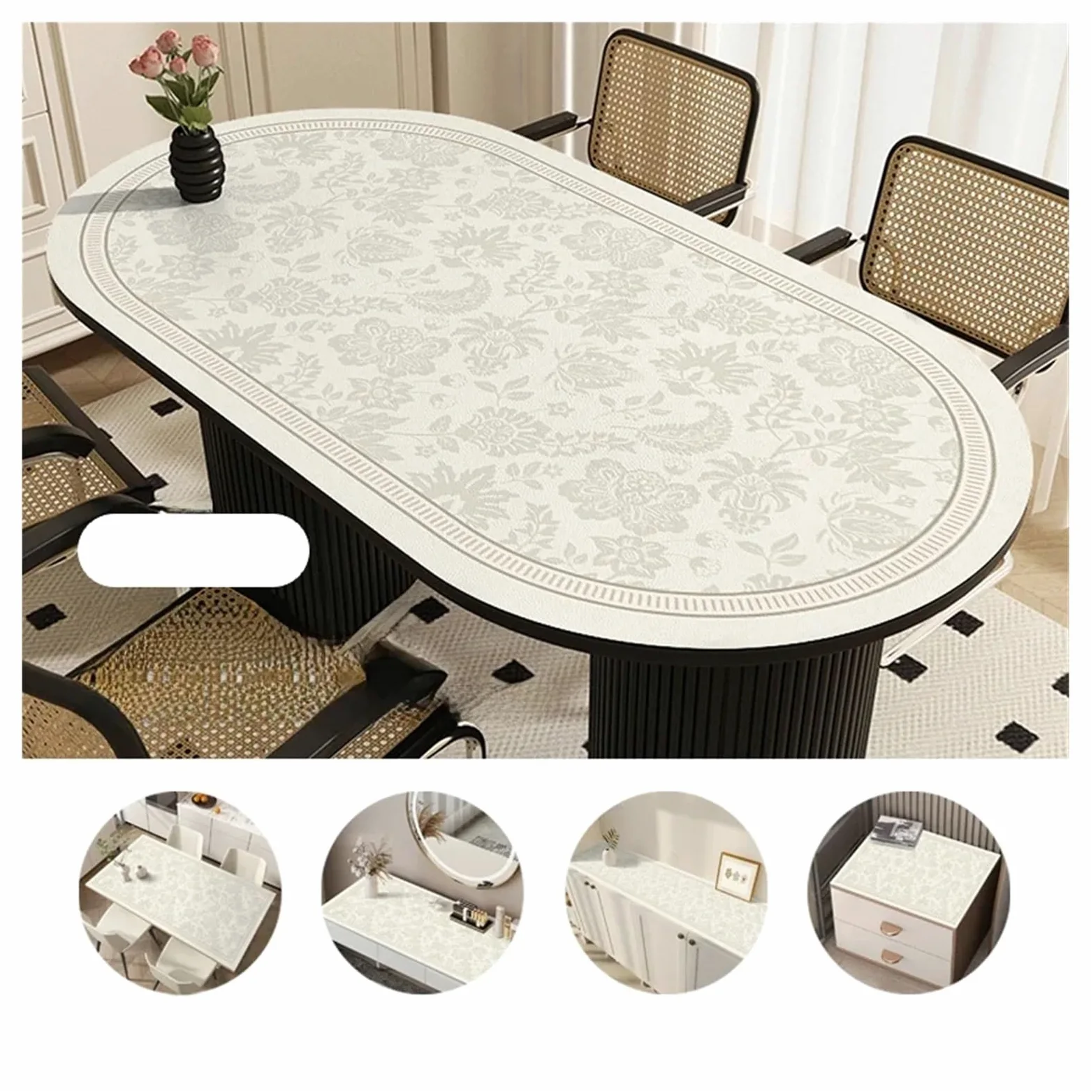 Tappetino da scrivania in pelle Tovaglietta ovale in pelle semicircolare ad arco, resistente all'olio e impermeabile for sala da pranzo(Color 5,90 * 150cm oval [a90 b150 c35])