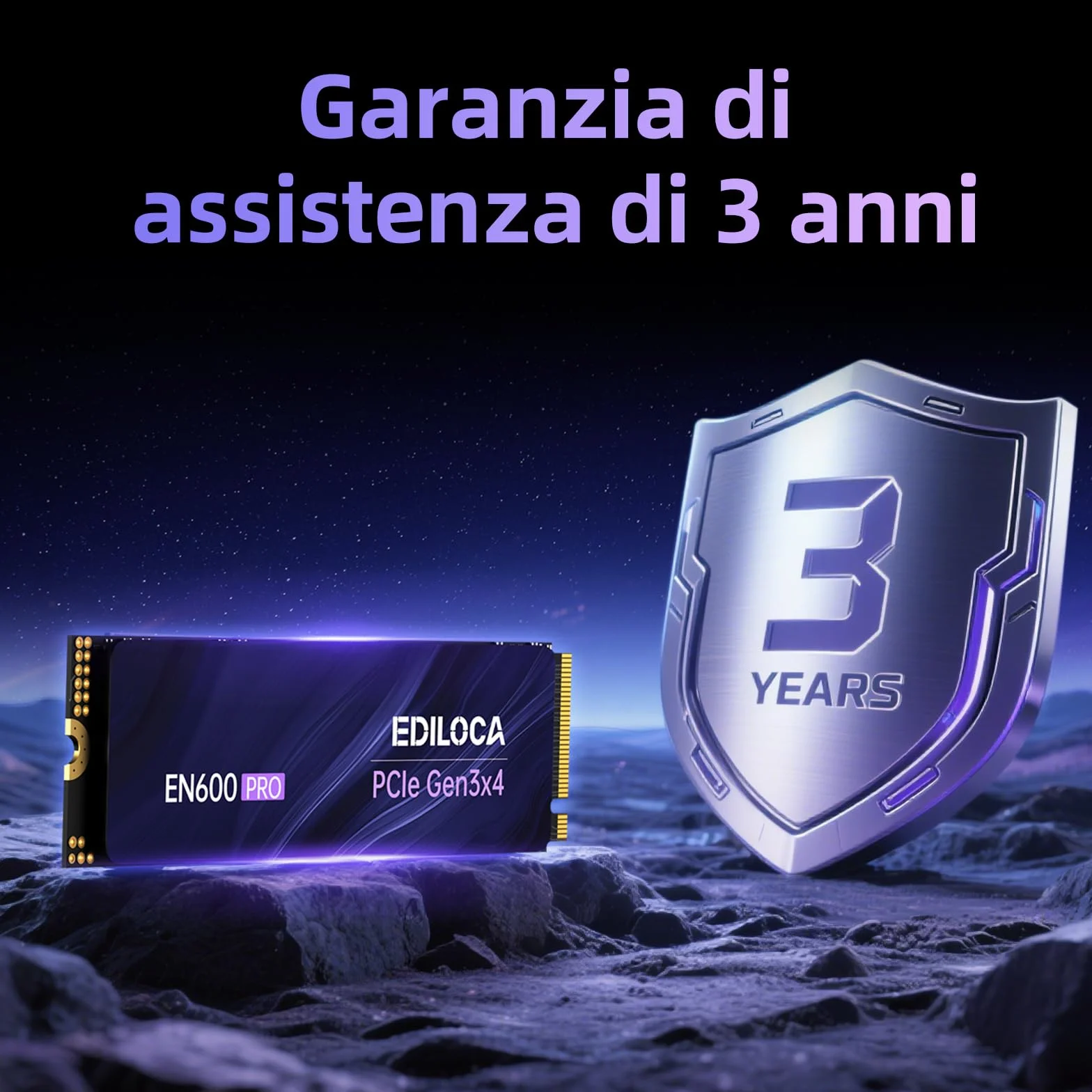Ediloca EN600 PRO 256GB SSD Interno PCIe Gen3, NVMe M.2 2280, cache SLC, 2800 MB/s in lettura, 1400 MB/s in scrittura, 3D NAND TLC, Unità a stato solido interne, compatibile con desktop e laptop