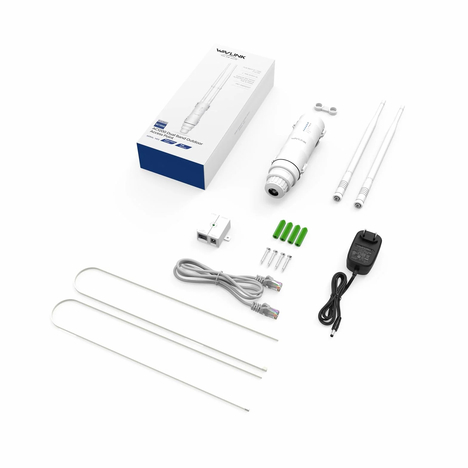 WAVLINK AC1200 Ripetitore WiFi Esterno Lunga Portata PoE - Amplificatore Segnale Dual Band IP67 Impermeabile, Punto di Accesso Outdoor con Antenne Potenti, Ideale per Giardino Piscina Parcheggio