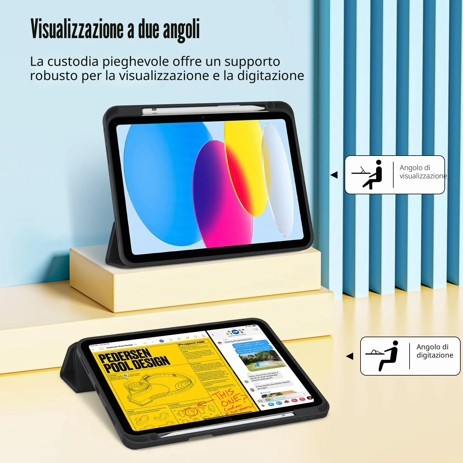 ProCase Cover iPad A16 11 Generazione 11 Pollici 2025 iPad 10 Generazione 10,9 Pollici 2022 Portapenna Custodia Auto Svegliati Sonno Nero