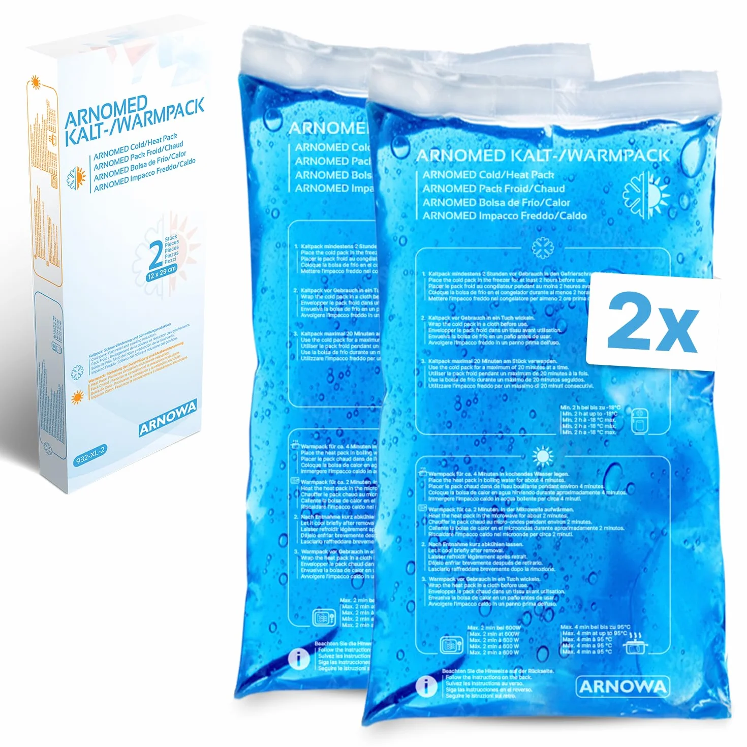 ARNOMED® impacchi freddi riutilizzabili in gel 12x29cm, caldi e microonde