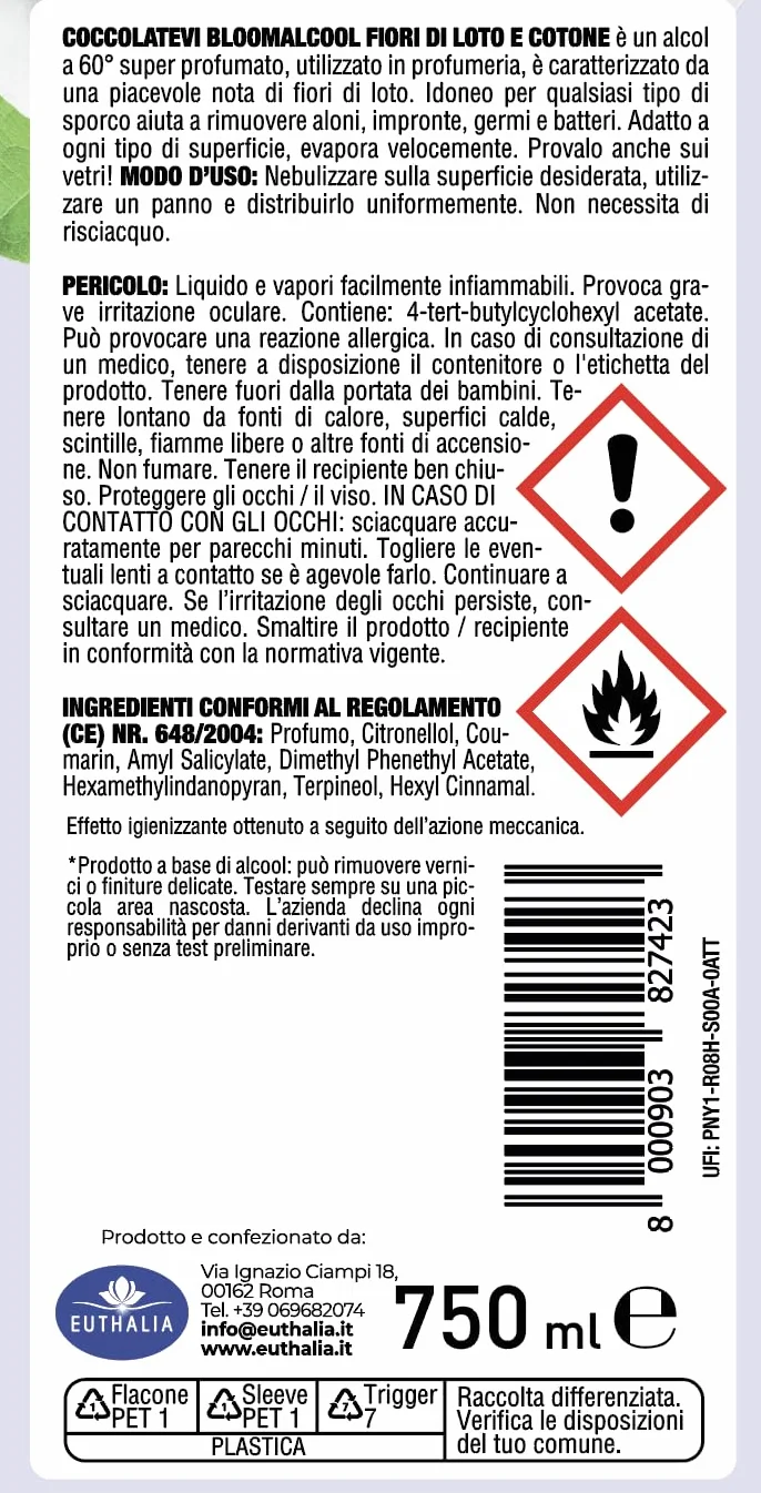 Bloomalcool 60° 750 ml Confezione da 3