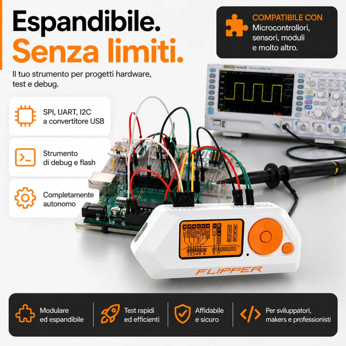 db-tronic Flipper Zero Protective Set | Flipper Zero | Custodia in Silicone | Cavo USB-C | Scheda di Memoria 64GB - Sub-GHz, RFID, NFC, Telecomando Radio, infrarossi, Open-Source e Personalizzabile